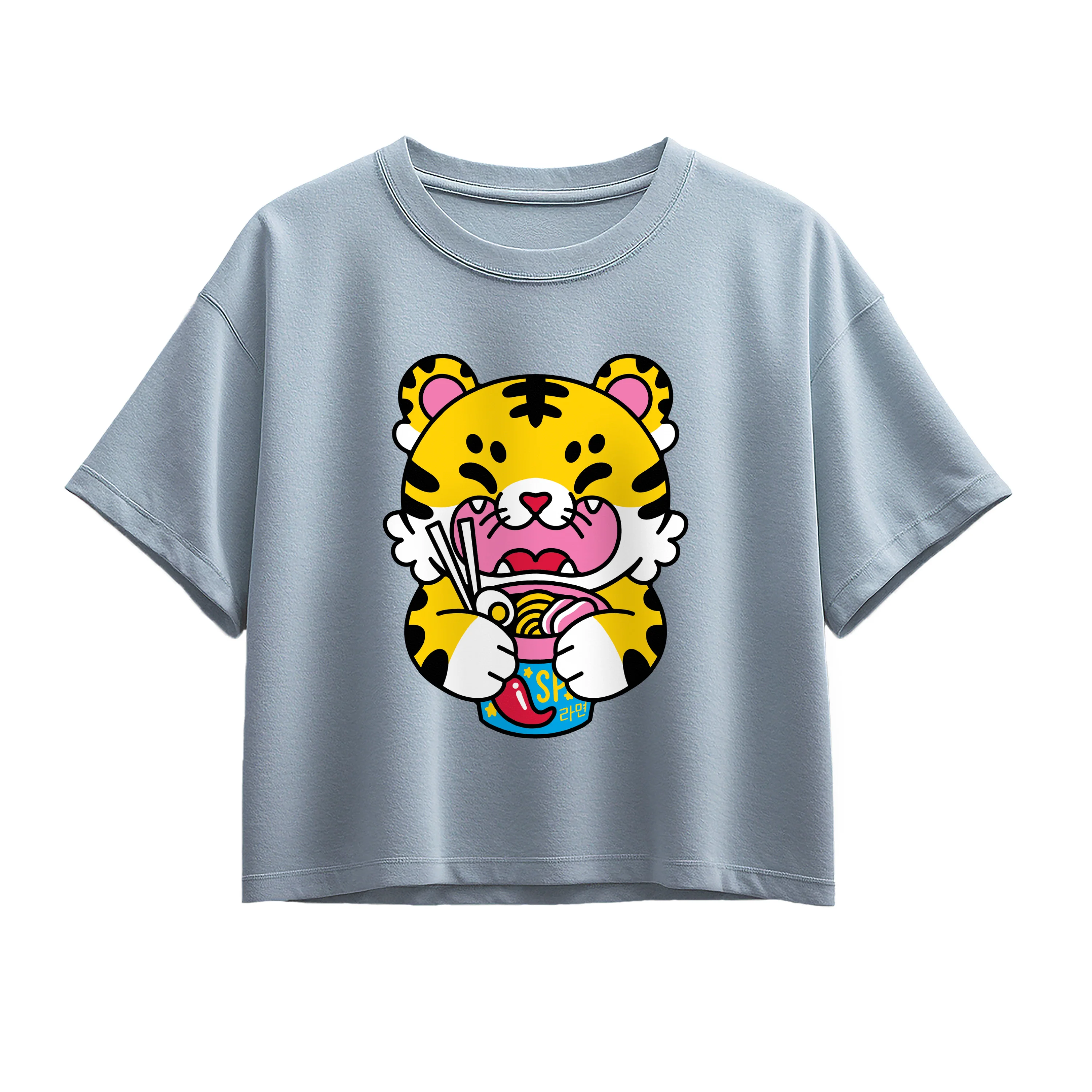 Instant Message - Tiger Ramen - Youth Girl Short Sleeve Boxy Tee - Image 2