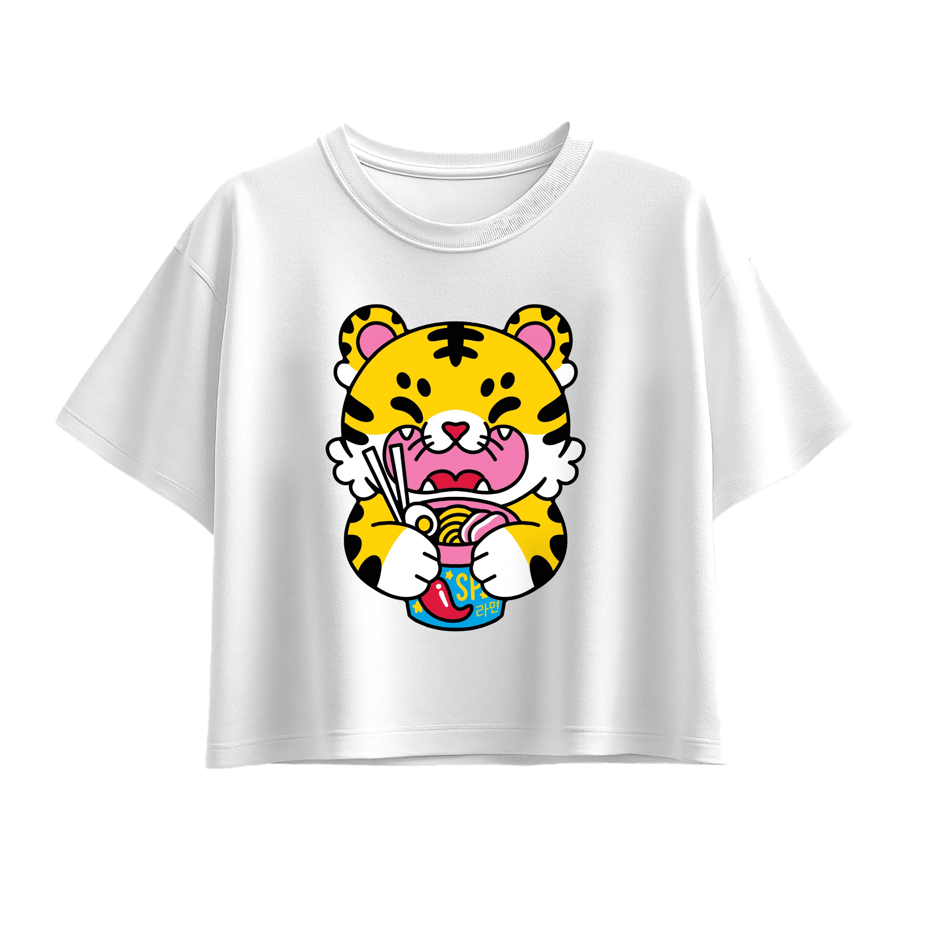 Instant Message - Tiger Ramen - Youth Girl Short Sleeve Boxy Tee - Image 5