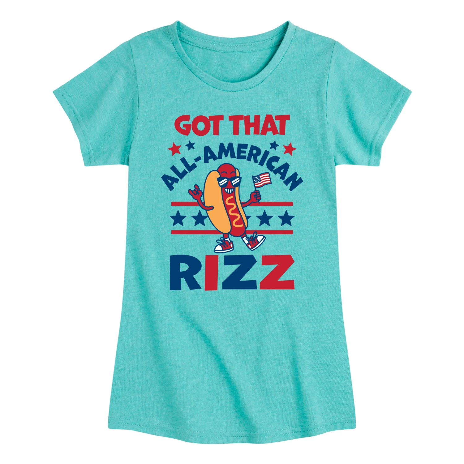 Instant Message - All American Rizz Hotdog - Youth Girls Fitted Short Sleeve T-Shirt