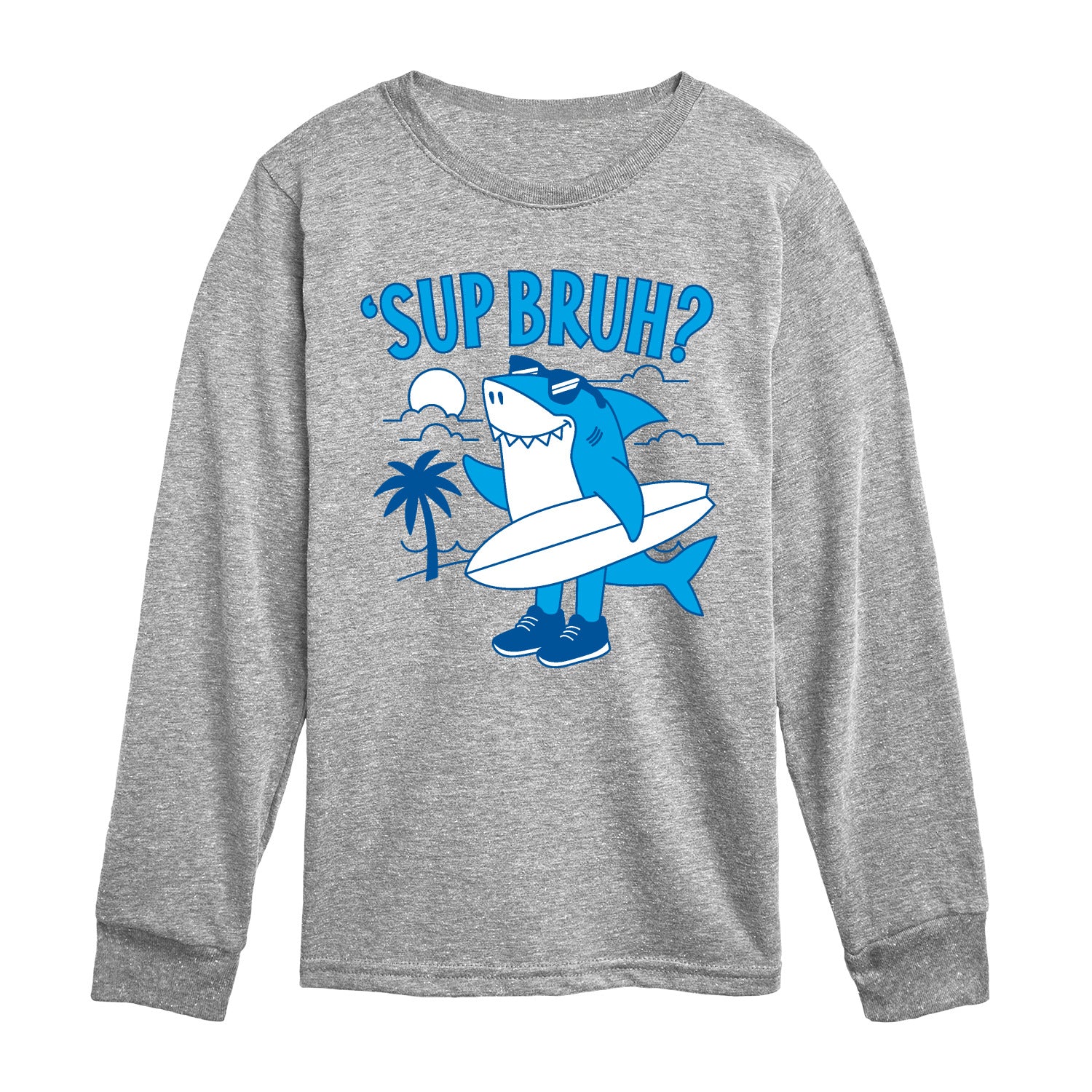 Instant Message - Sup Bruh Shark - Youth Boys Long Sleeve Graphic T-Shirt