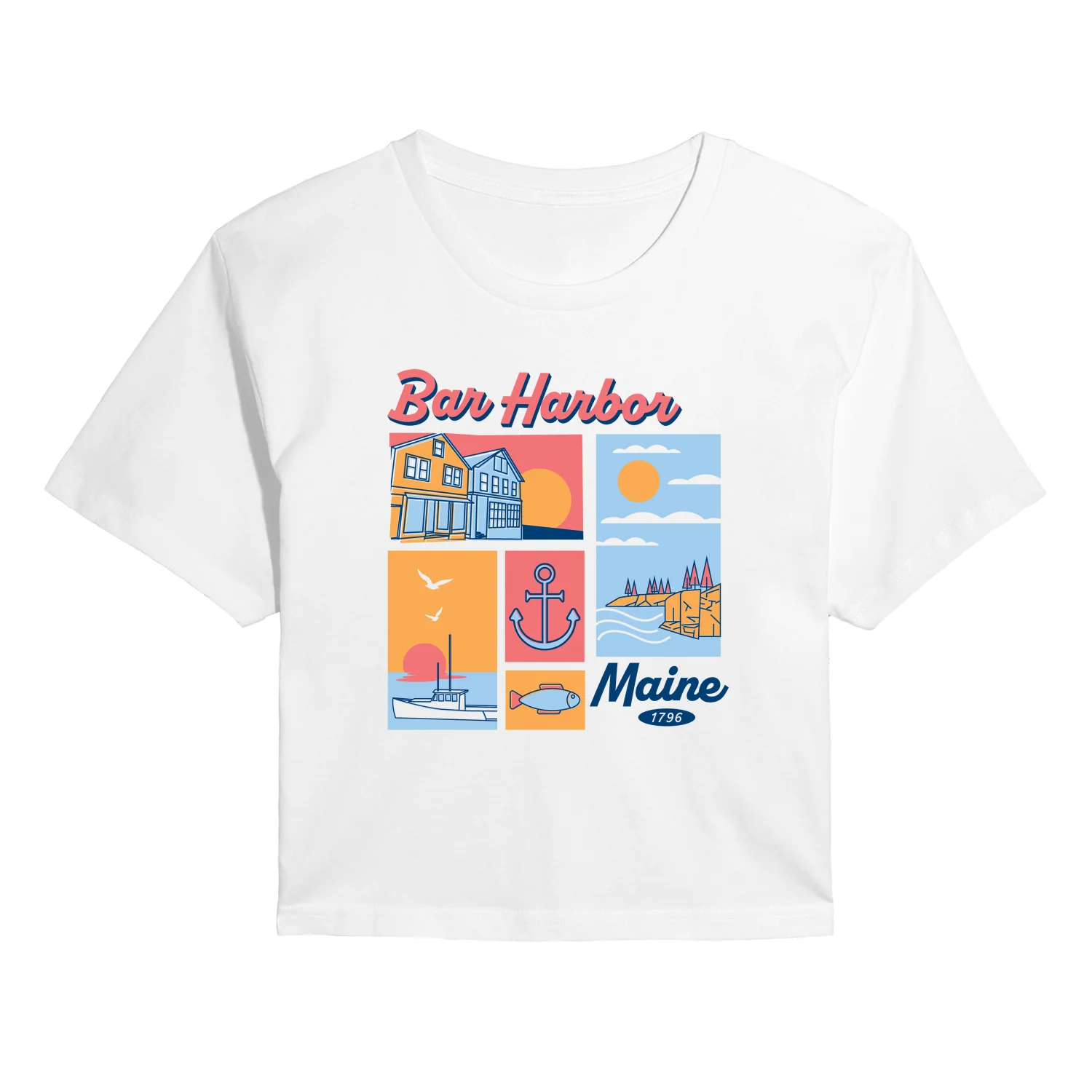 Instant Message - Bar Harbor - Juniors Cropped Short Sleeve Graphic T-Shirt
