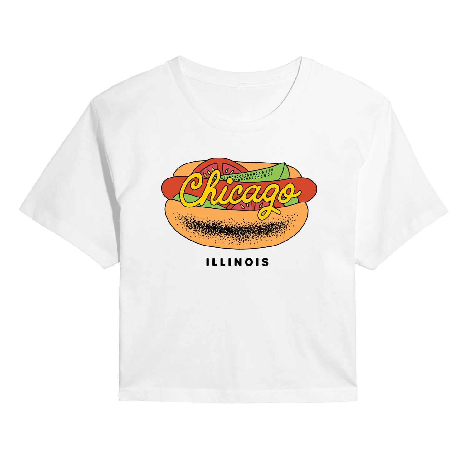 Instant Message - Chicago Dog - Juniors Cropped Short Sleeve Graphic T-Shirt