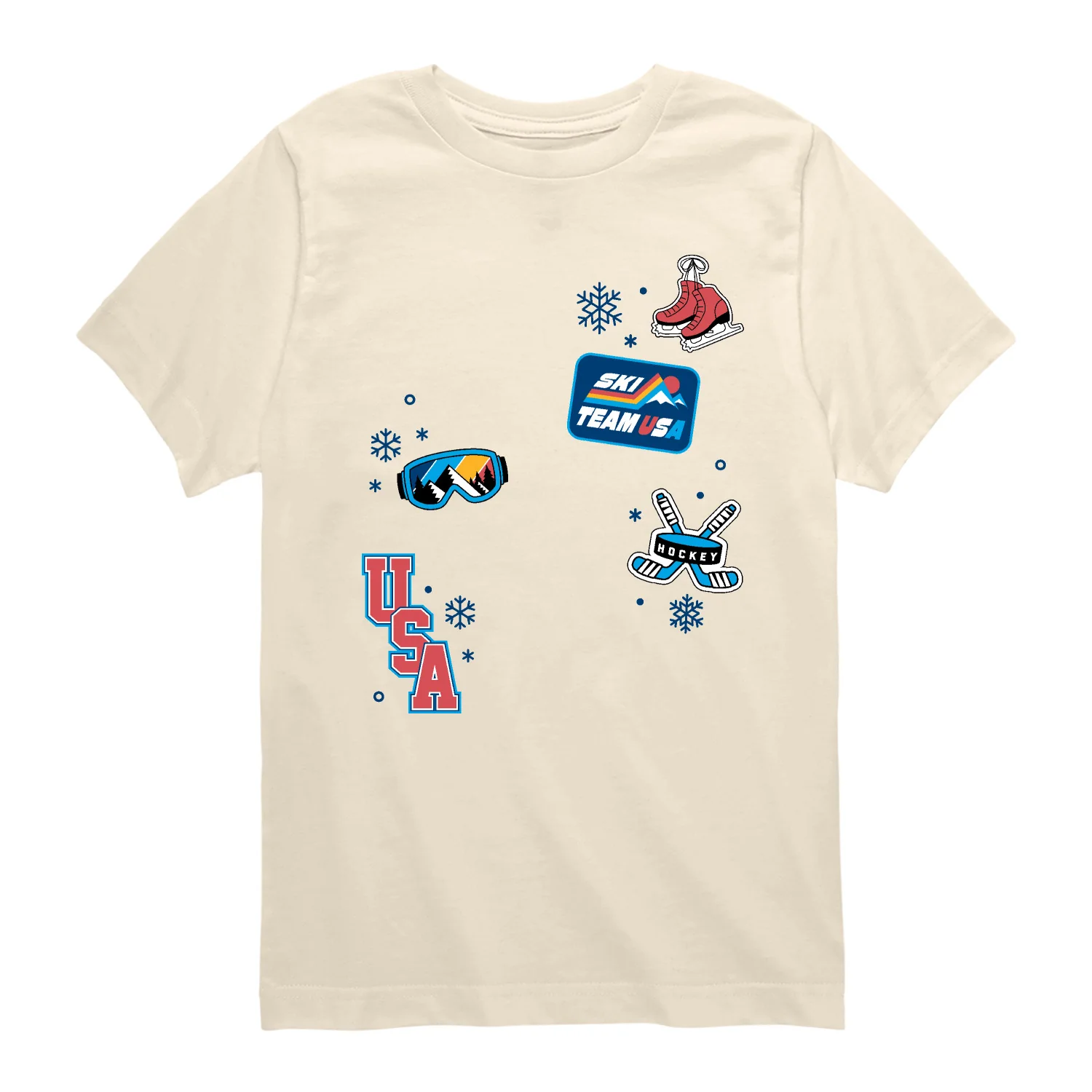 Instant Message - Winter Sports Icons - Youth Boys Short Sleeve Graphic T-Shirt