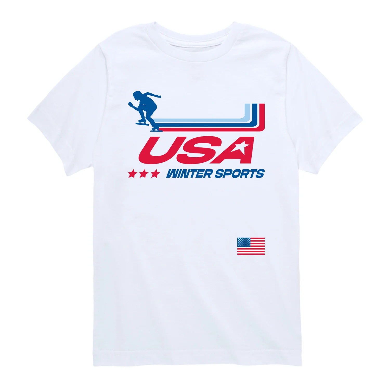 Instant Message - Usa Winter Sports Oversized - Youth Short Sleeve Graphic T-Shirt