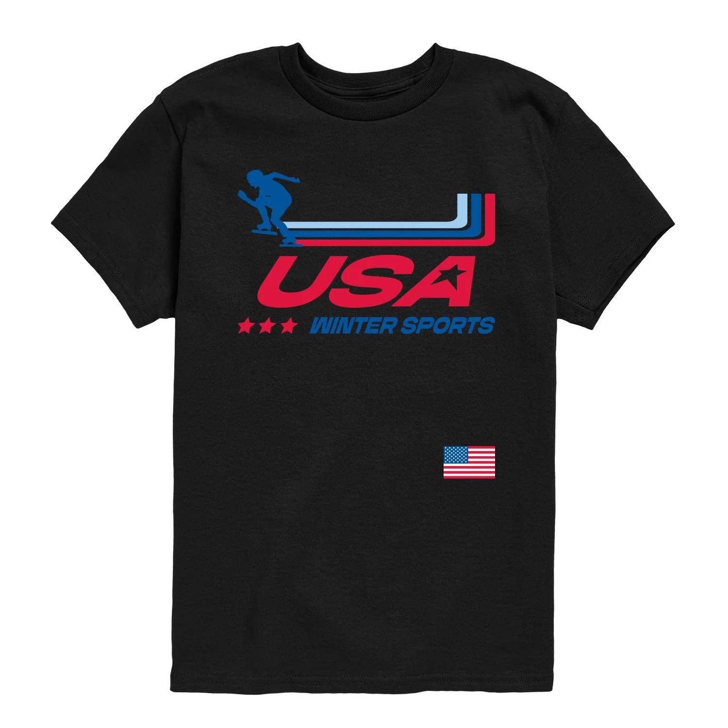 Instant Message - Usa Winter Sports Oversized - Youth Short Sleeve Graphic T-Shirt - Image 3