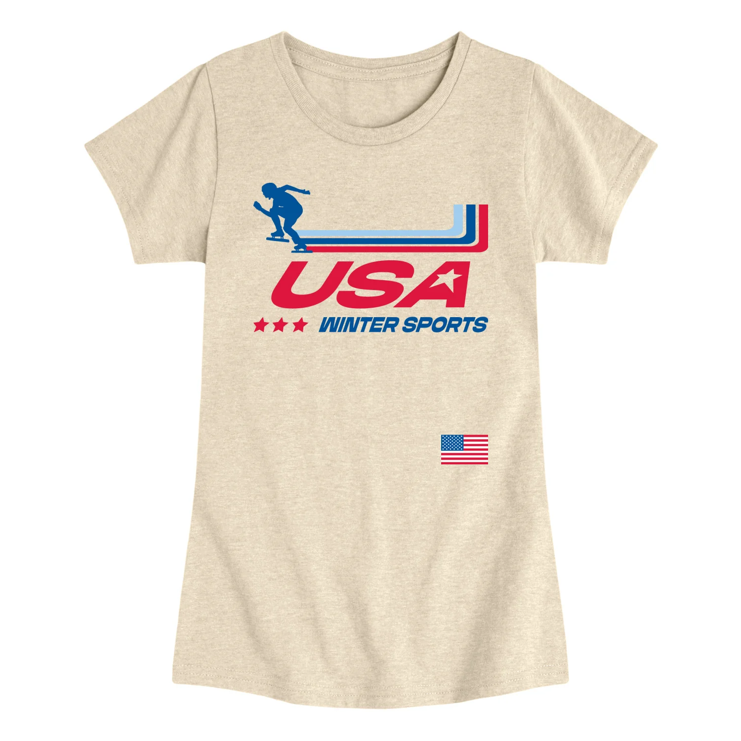 Instant Message - Usa Winter Sports Oversized - Youth Girls Short Sleeve T-Shirt - Image 2