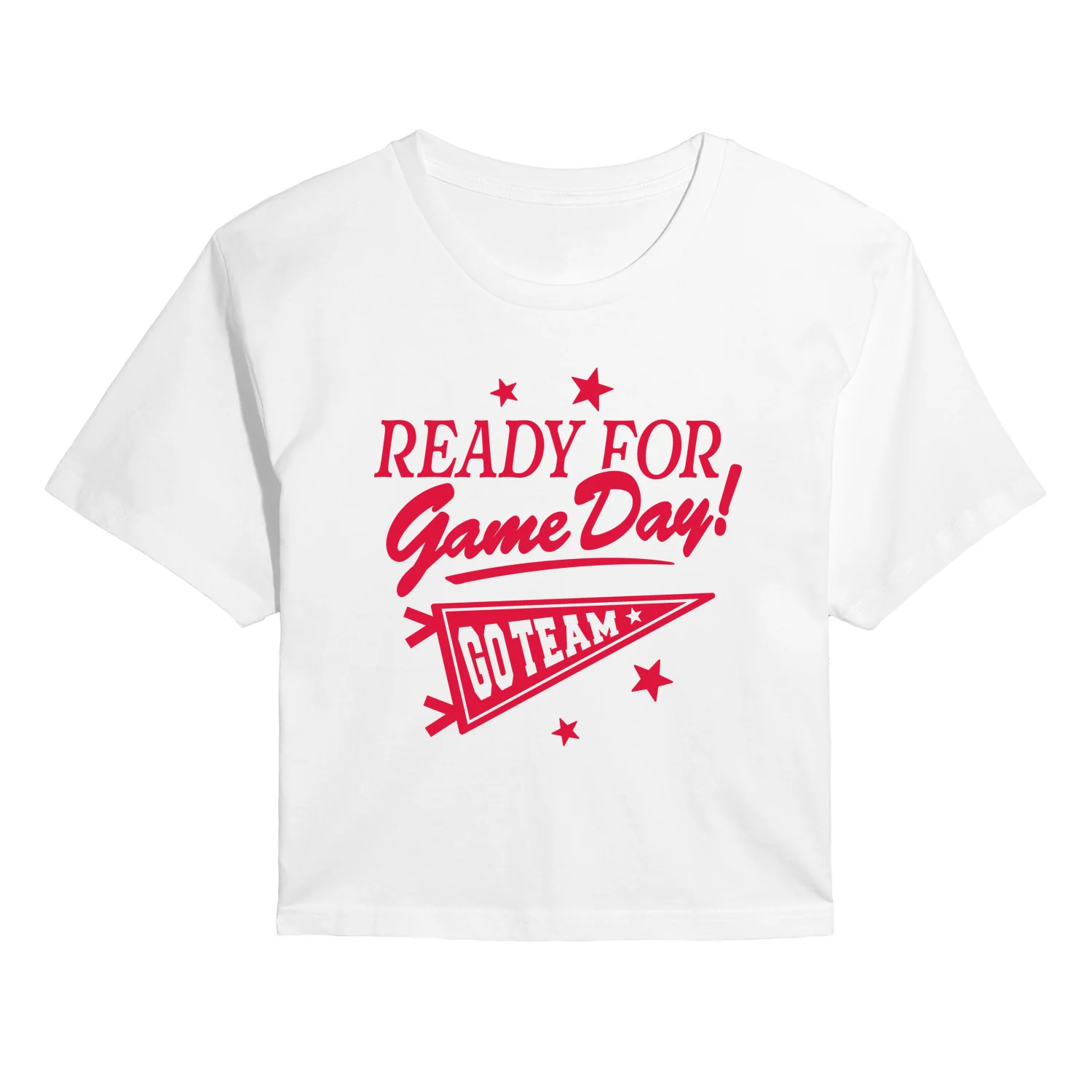 Instant Message - Ready For Game Day - Juniors Cropped Short Sleeve Graphic T-Shirt