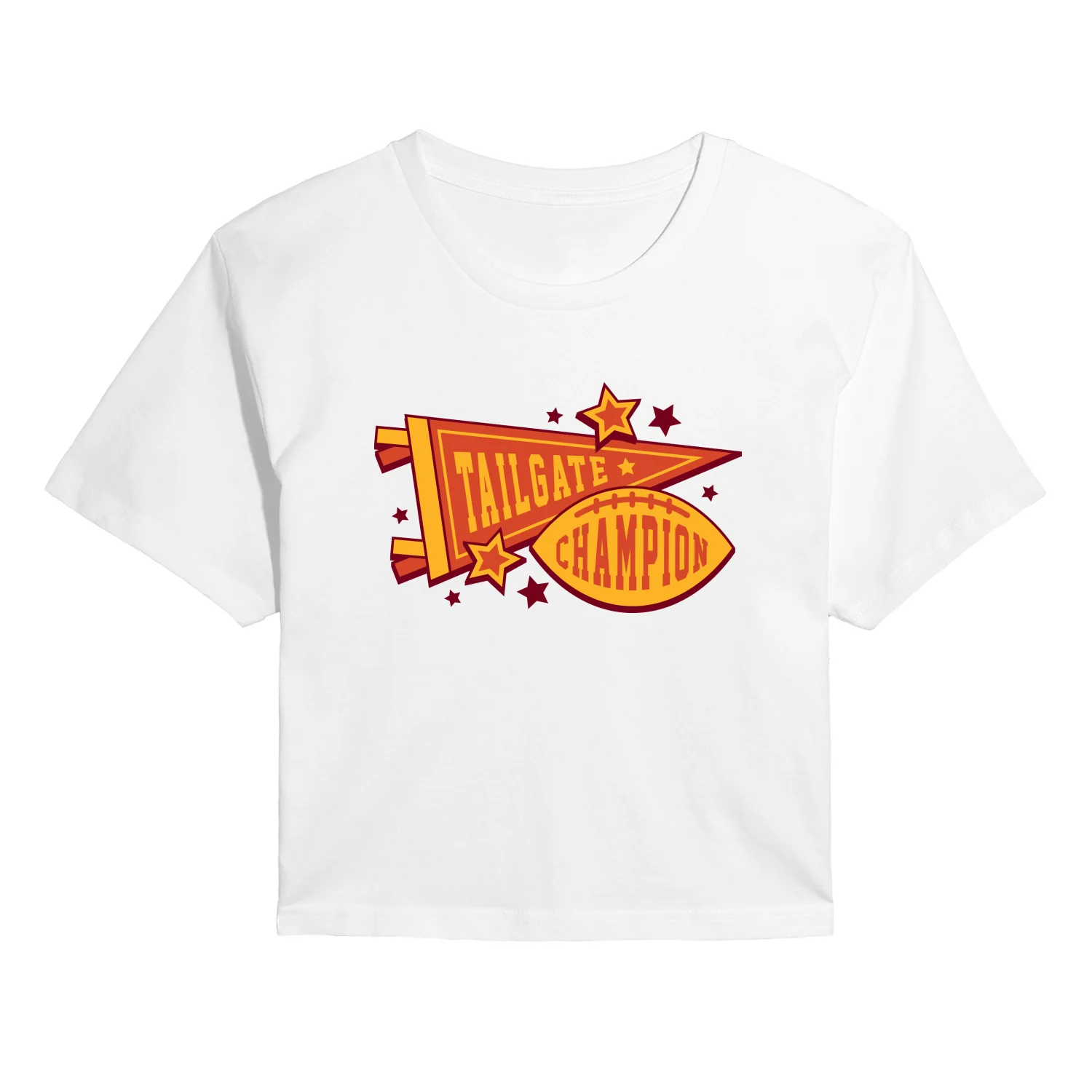 Instant Message - Tailgate Champions - Juniors Cropped Short Sleeve Graphic T-Shirt