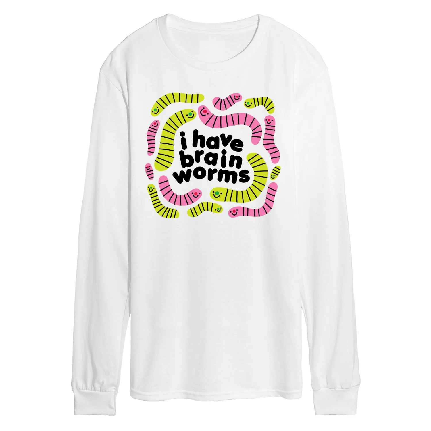Instant Message - I Have Brain Worms - Men's Long Sleeve Graphic T-Shirt - Image 2
