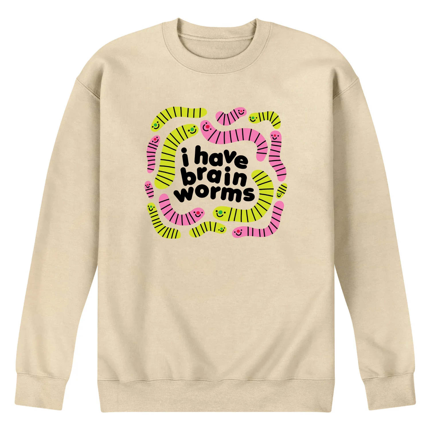 Instant Message - I Have Brain Worms - Men's Long Sleeve Crew Fleece Sweatshirt - Image 2