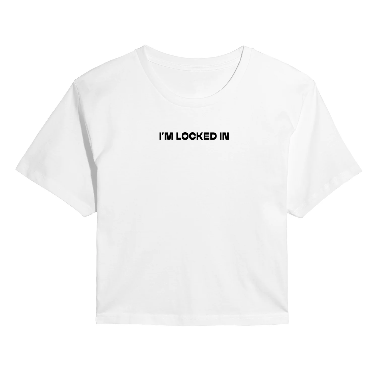 Instant Message - I'm Locked In - Juniors Cropped Short Sleeve Graphic T-Shirt
