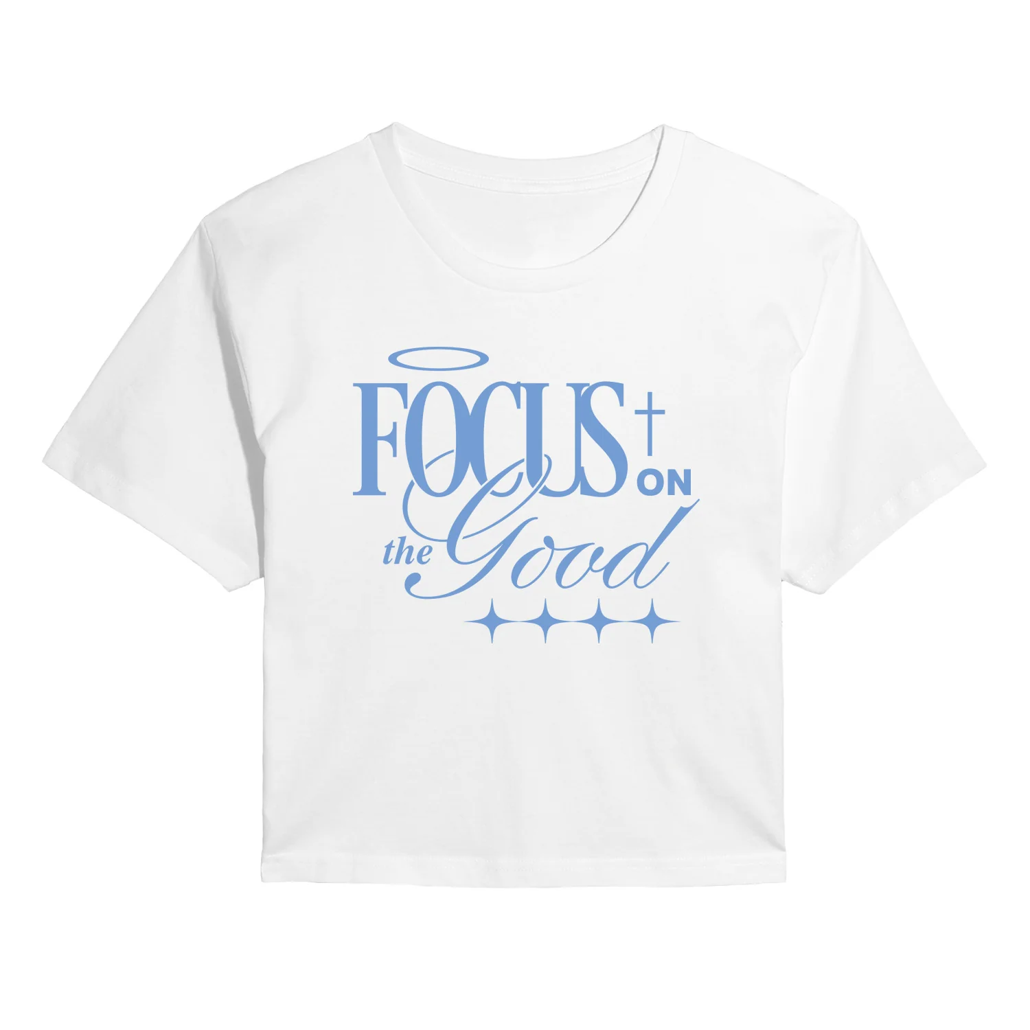 Instant Message - Focus On The Good - Juniors Cropped Short Sleeve Graphic T-Shirt