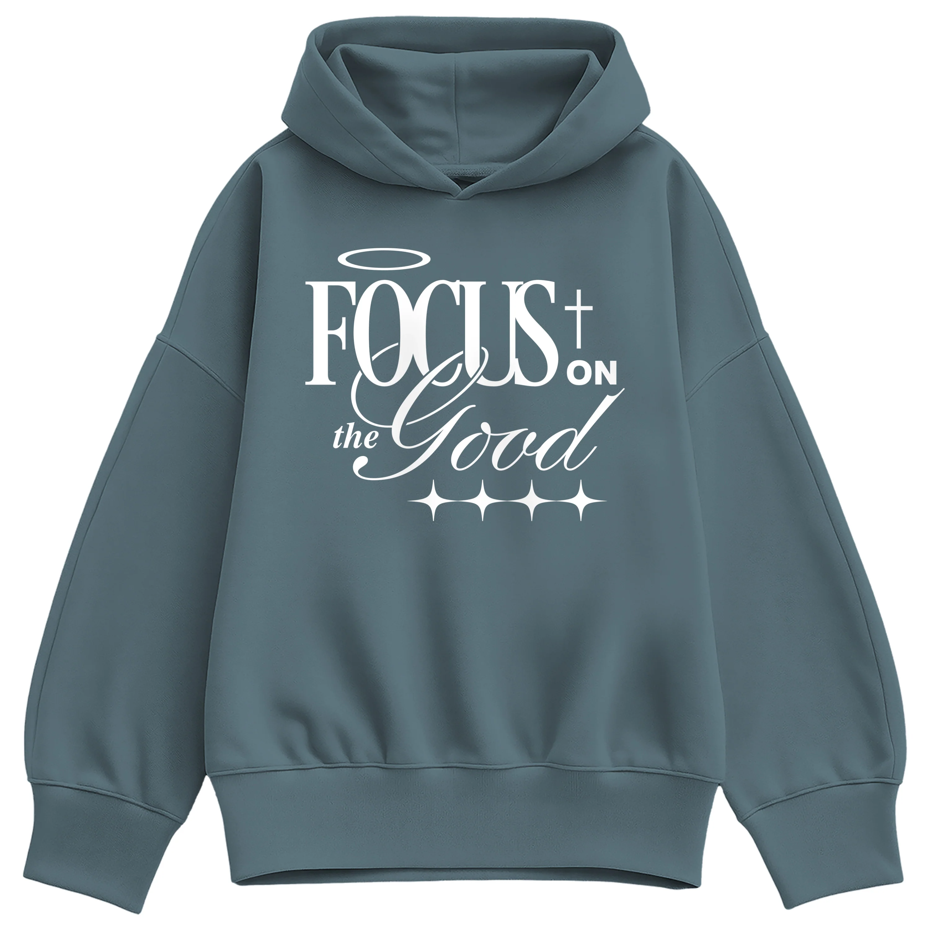 Instant Message - Focus On The Good - Ladies Oversized Fleece Hoodie Sweatshirt - Image 2