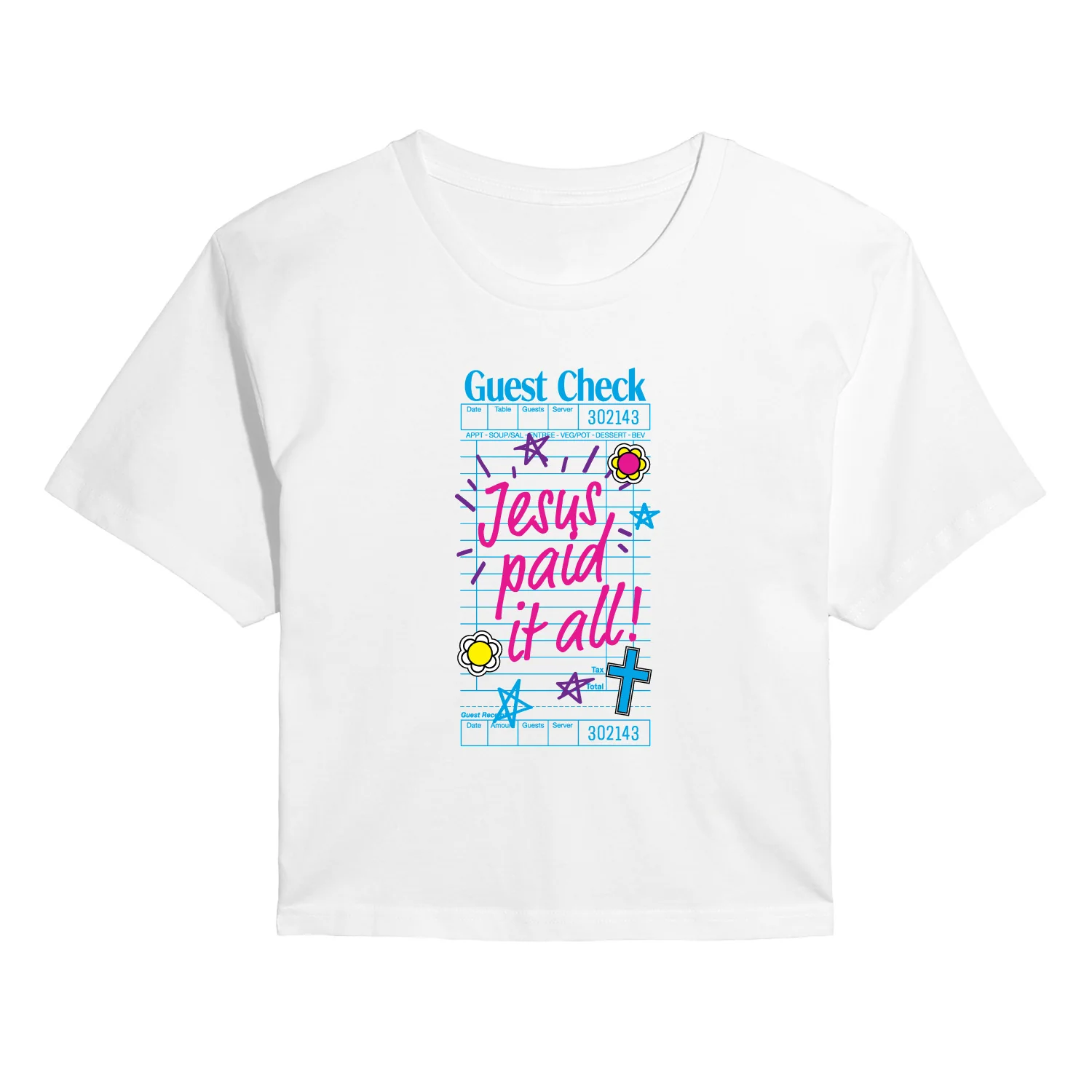 Instant Message - Jesus Paid It All  - Juniors Cropped Short Sleeve Graphic T-Shirt