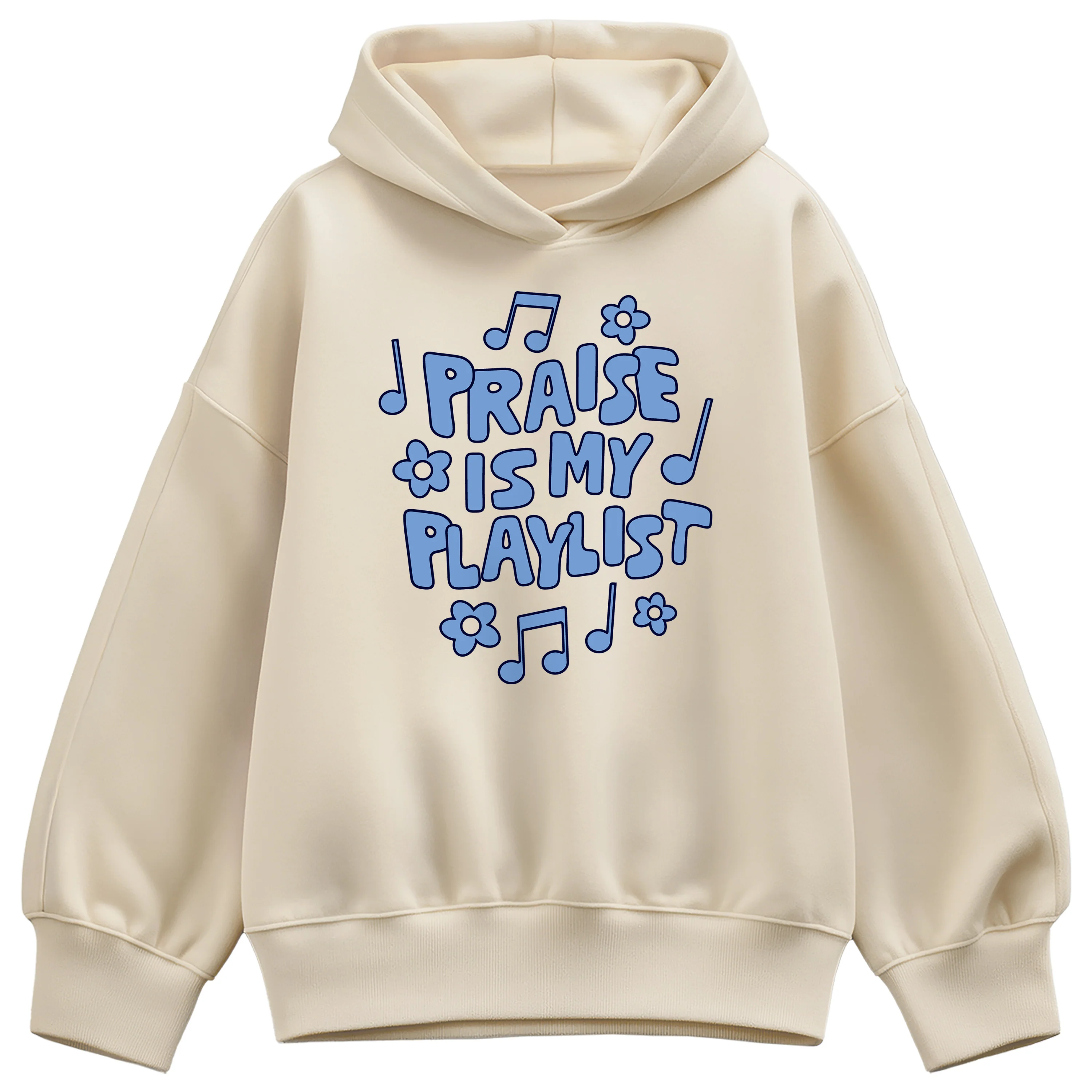 Instant Message - Praise Is My Playlist - Ladies Fleece Oversized Hoodie Sweatshirt