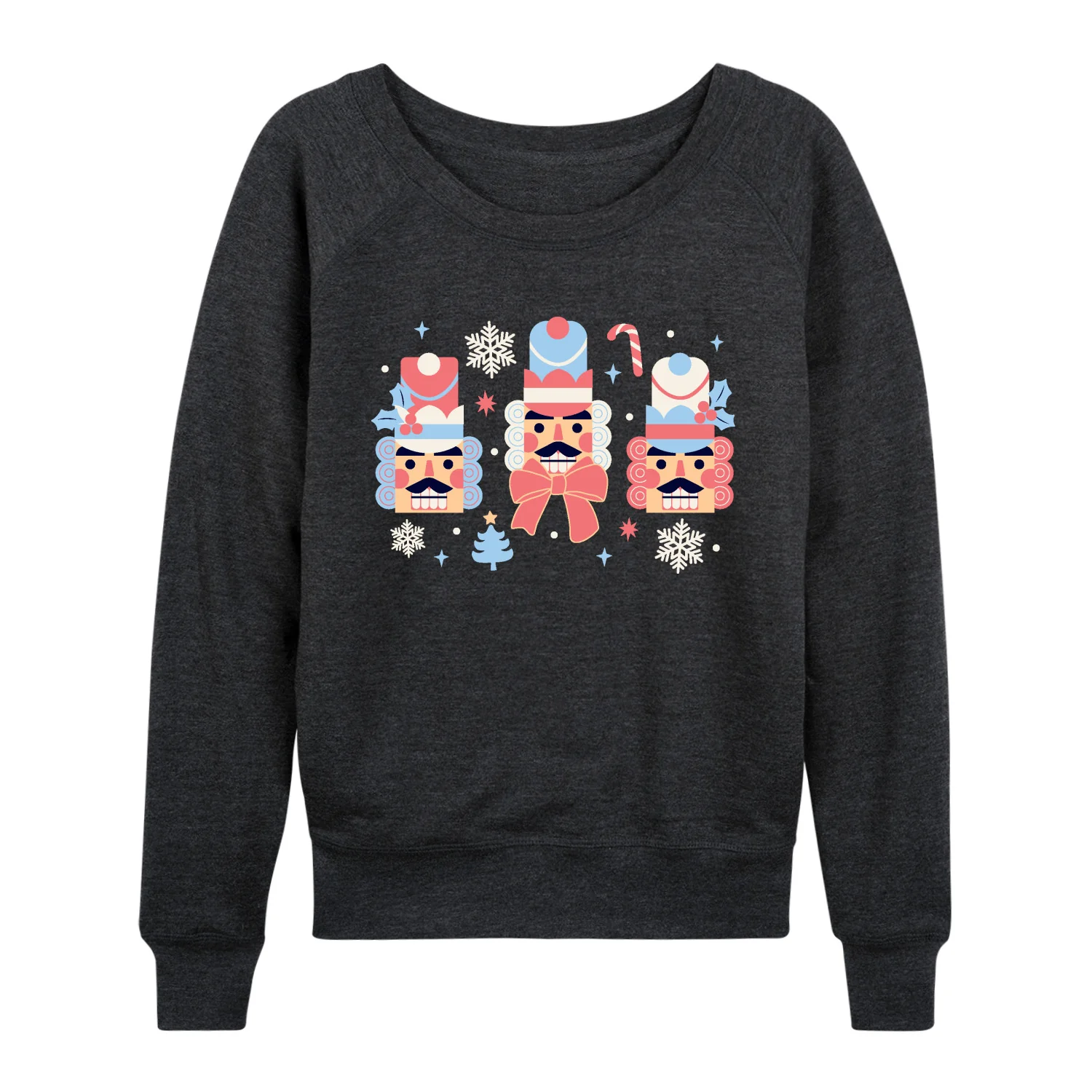 Instant Message - Winter Nutcracker Heads - Women's French Terry Long Sleeve Pullover - Image 2