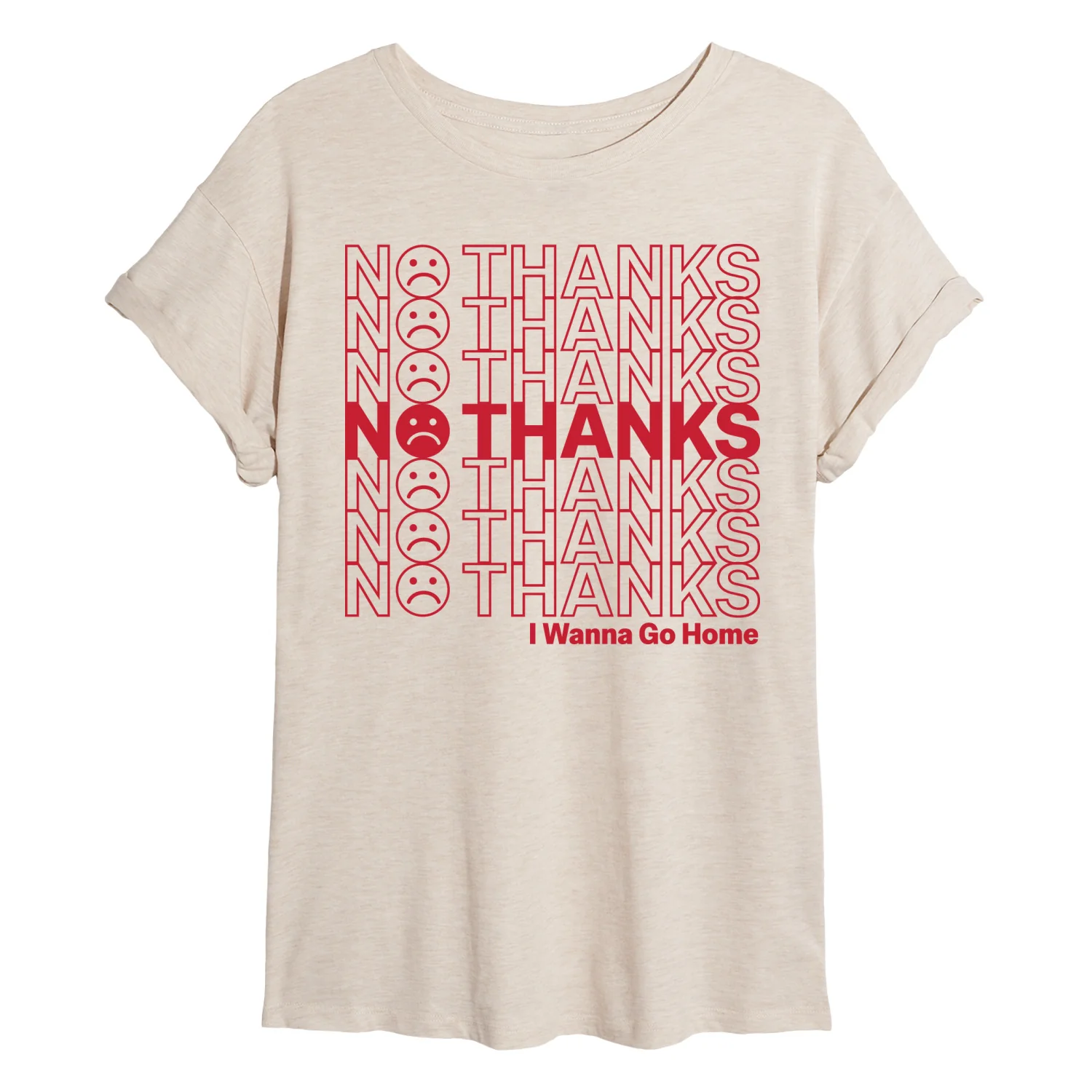 Instant Message - No Thanks - Women's Oversized Graphic T-Shirt - Image 2