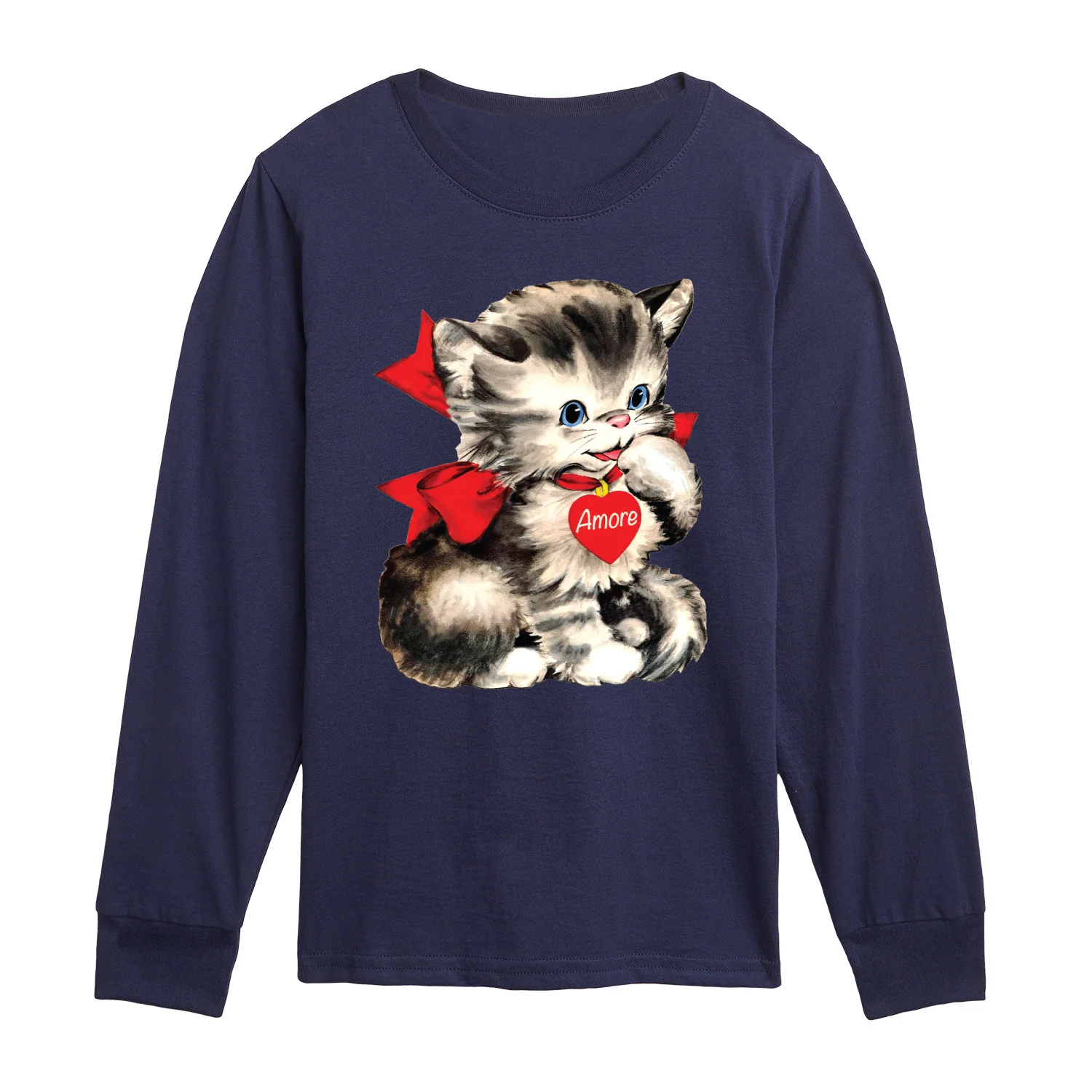 Instant Message - Amore Valentines Kitten - Youth Boys Long Sleeve Graphic T-Shirt - Image 3