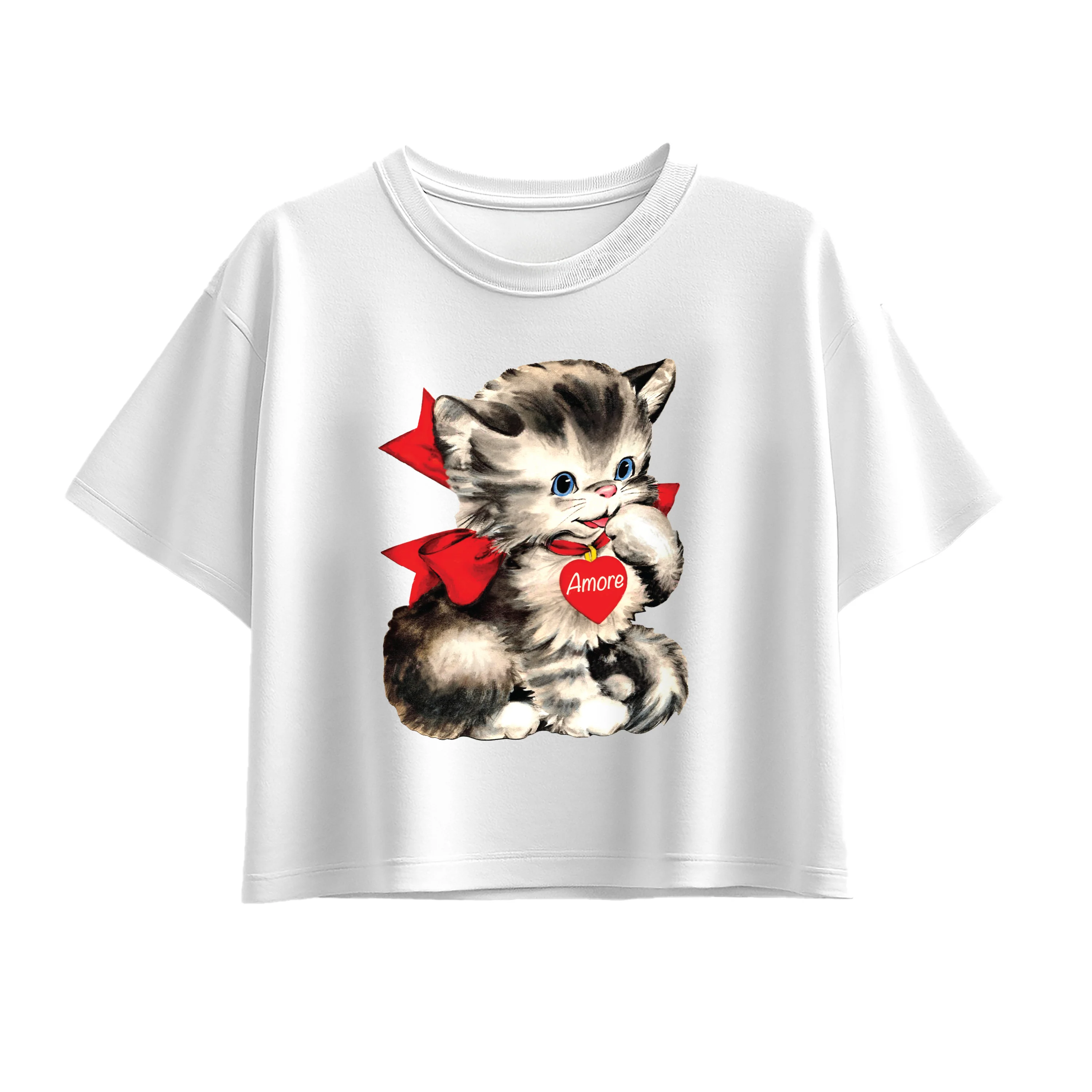 Instant Message - Amore Valentines Kitten - Youth Girls Boxy T-Shirt