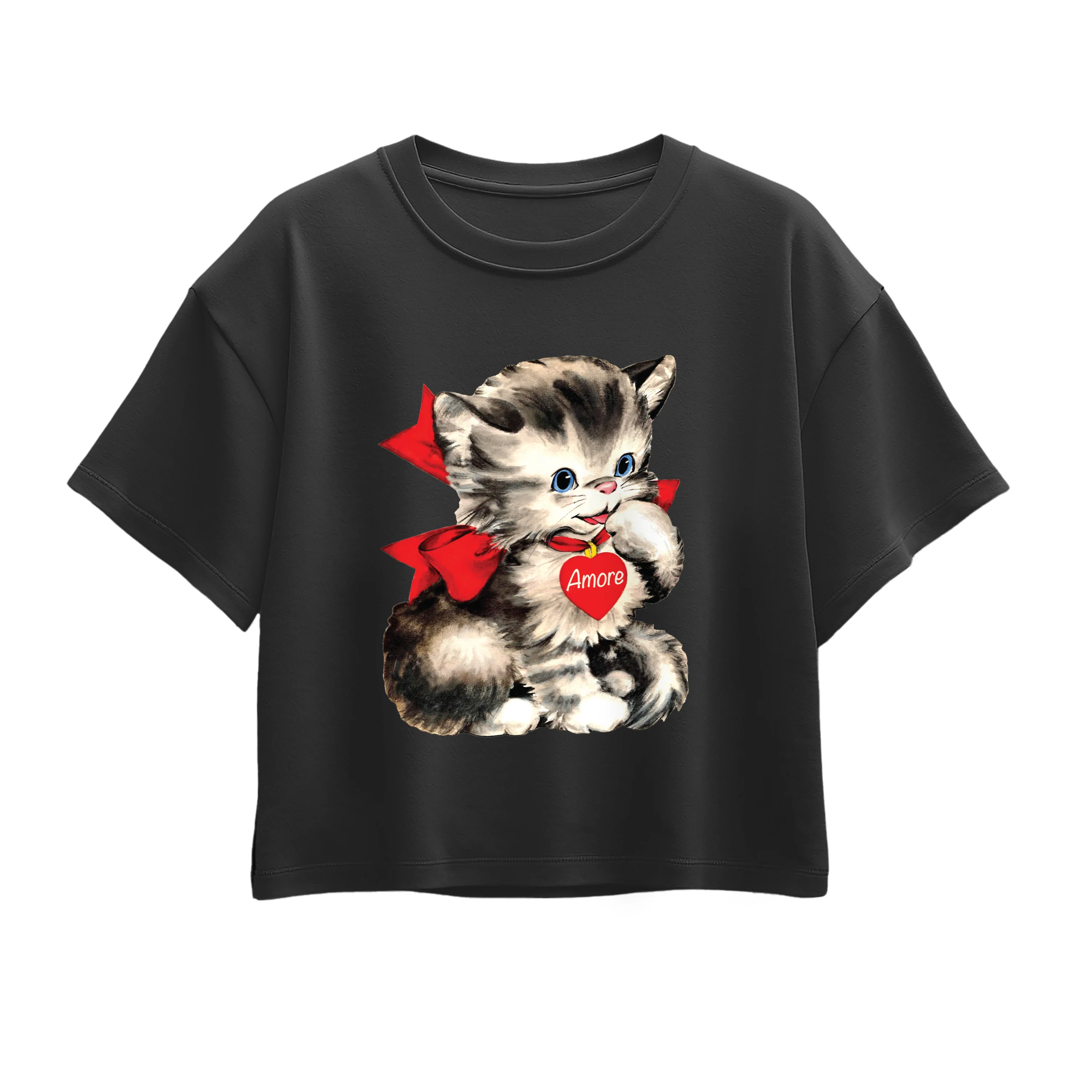 Instant Message - Amore Valentines Kitten - Youth Girls Boxy T-Shirt - Image 2