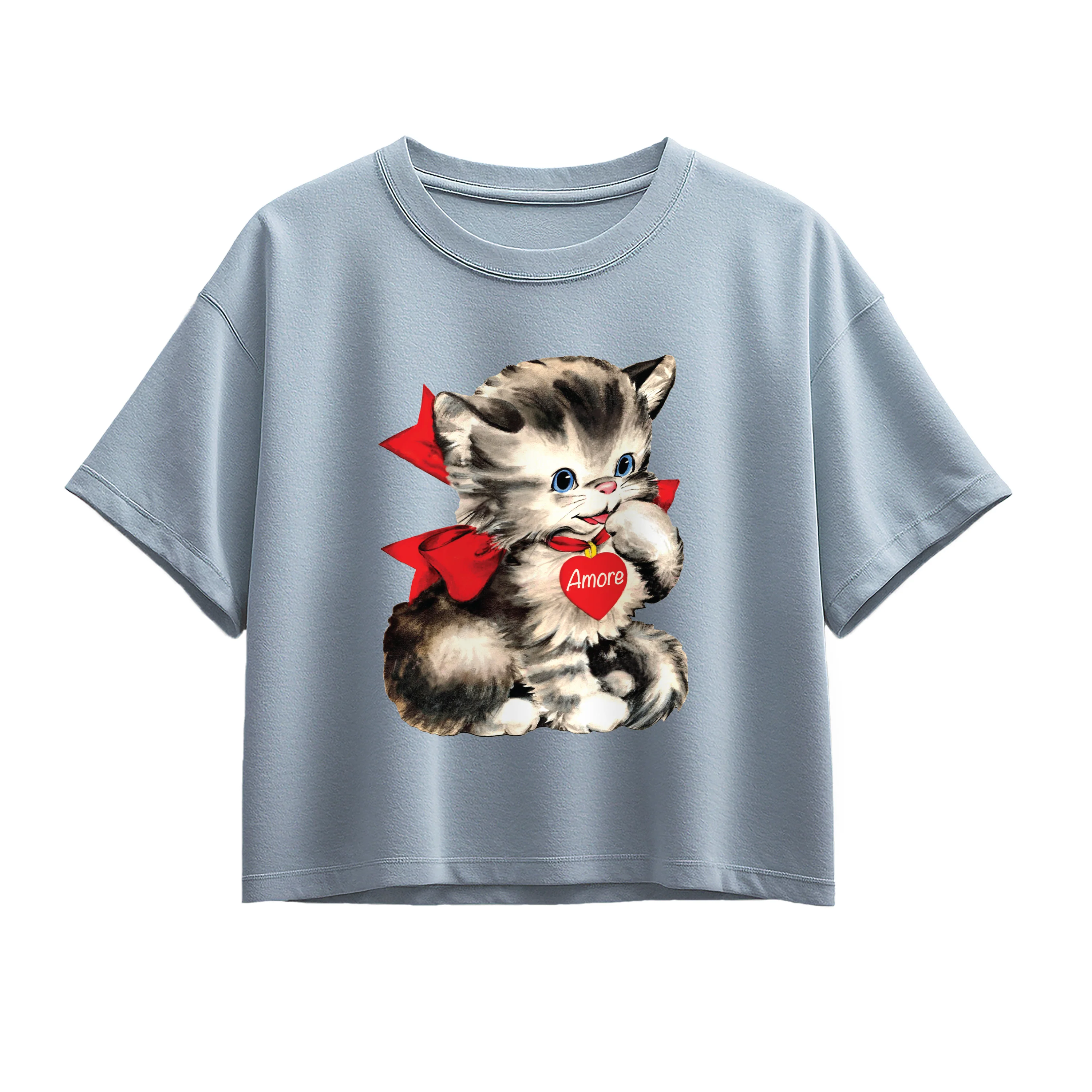 Instant Message - Amore Valentines Kitten - Youth Girls Boxy T-Shirt - Image 3