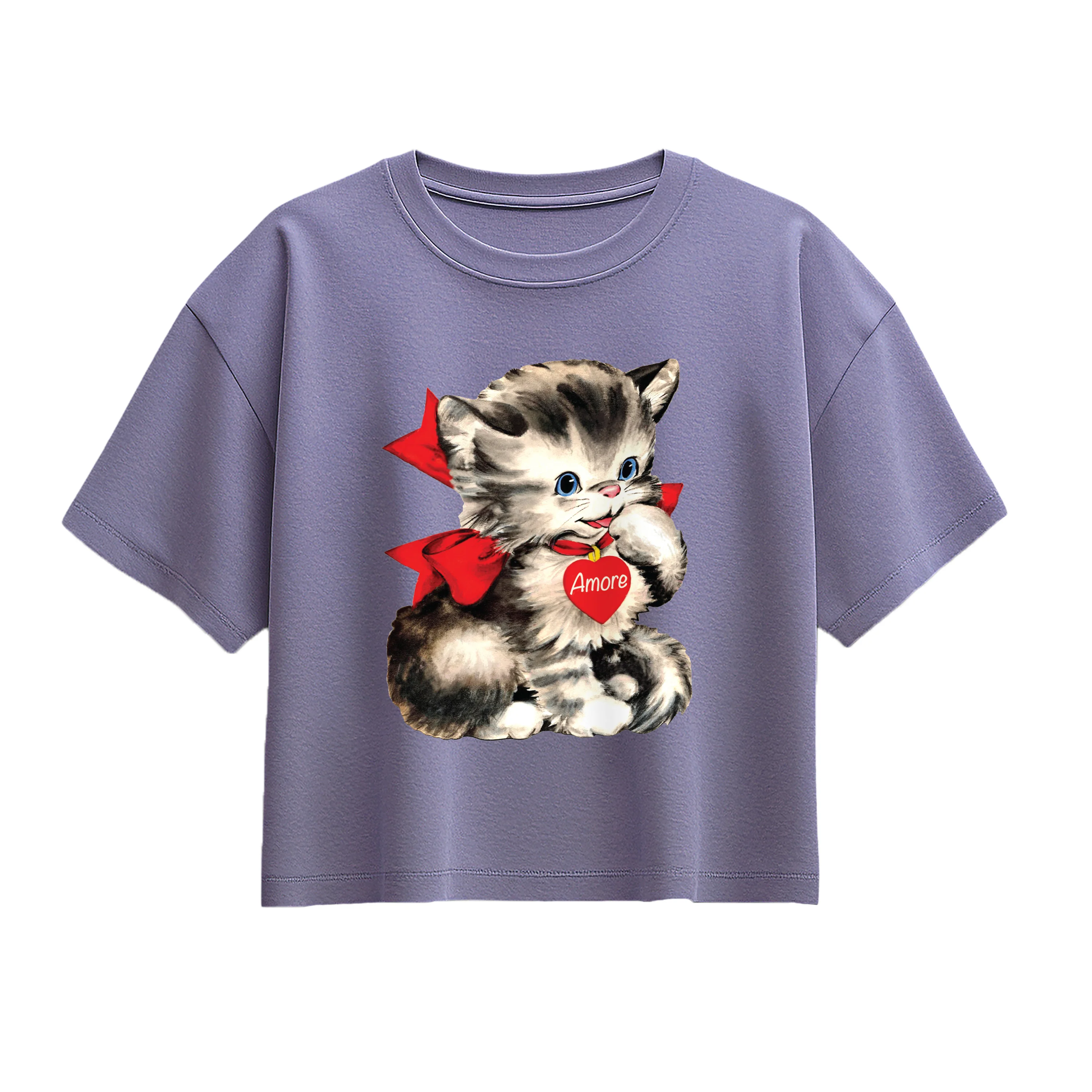 Instant Message - Amore Valentines Kitten - Youth Girls Boxy T-Shirt - Image 5