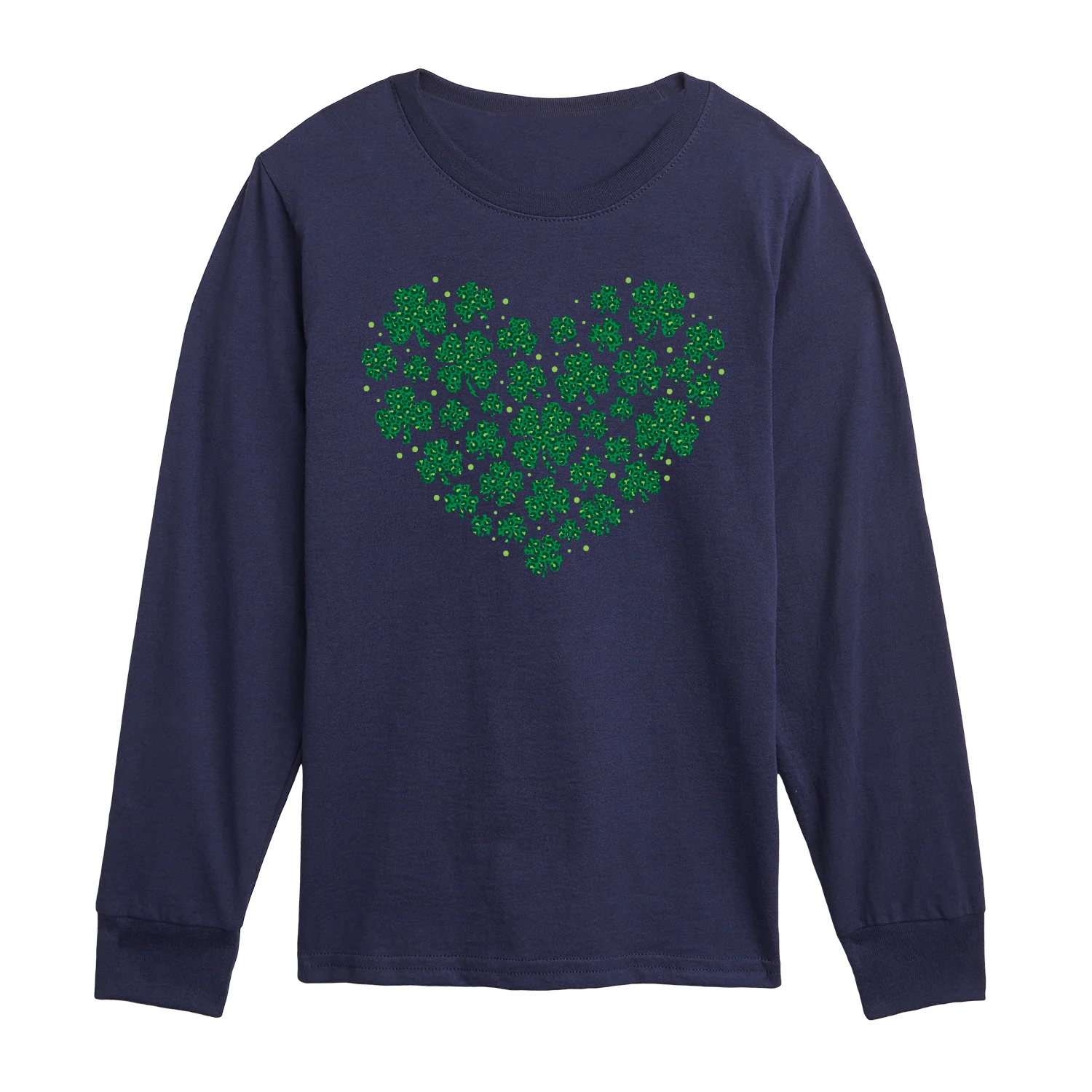 Instant Message - Leopard Print Shamrock Heart - Youth Boys Long Sleeve Graphic T-Shirt - Image 3
