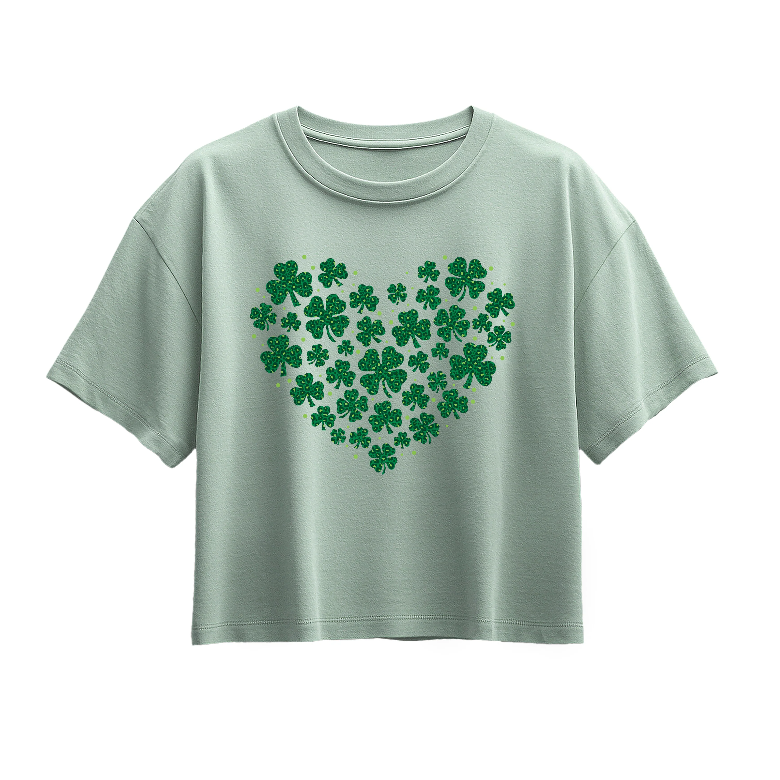 Instant Message - Leopard Print Shamrock Heart - Youth Girls Boxy T-Shirt - Image 4