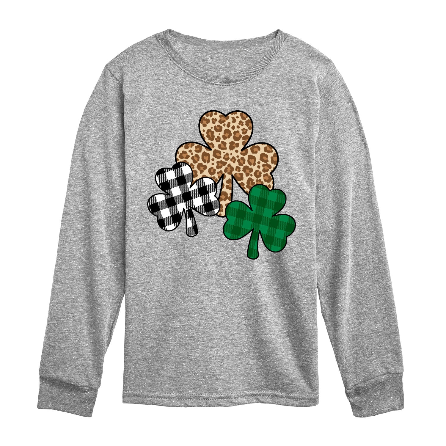 Instant Message - Patterned Shamrocks - Youth Boys Long Sleeve Graphic T-Shirt