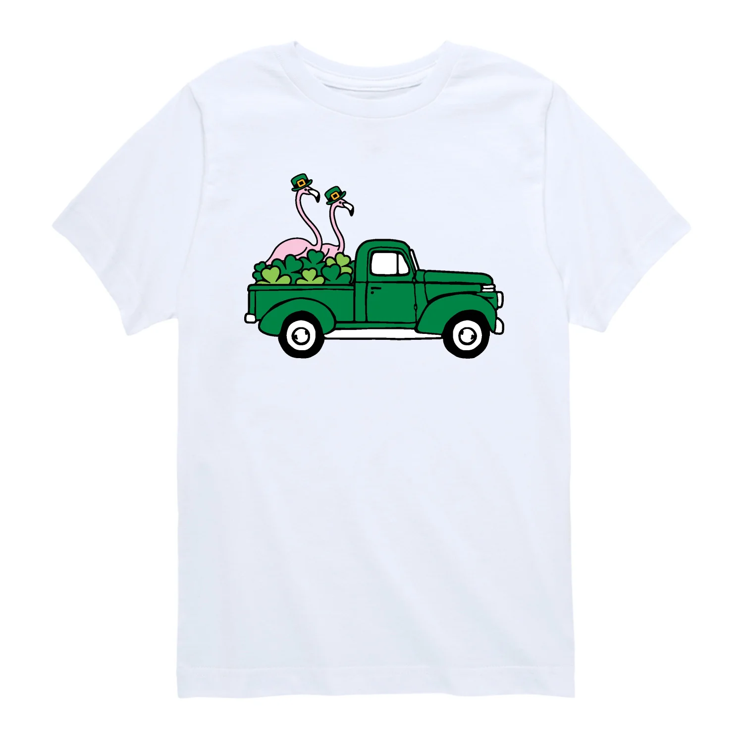 Instant Message - St. Paddy's Flamingo Truck - Youth Boys Short Sleeve Graphic T-Shirt