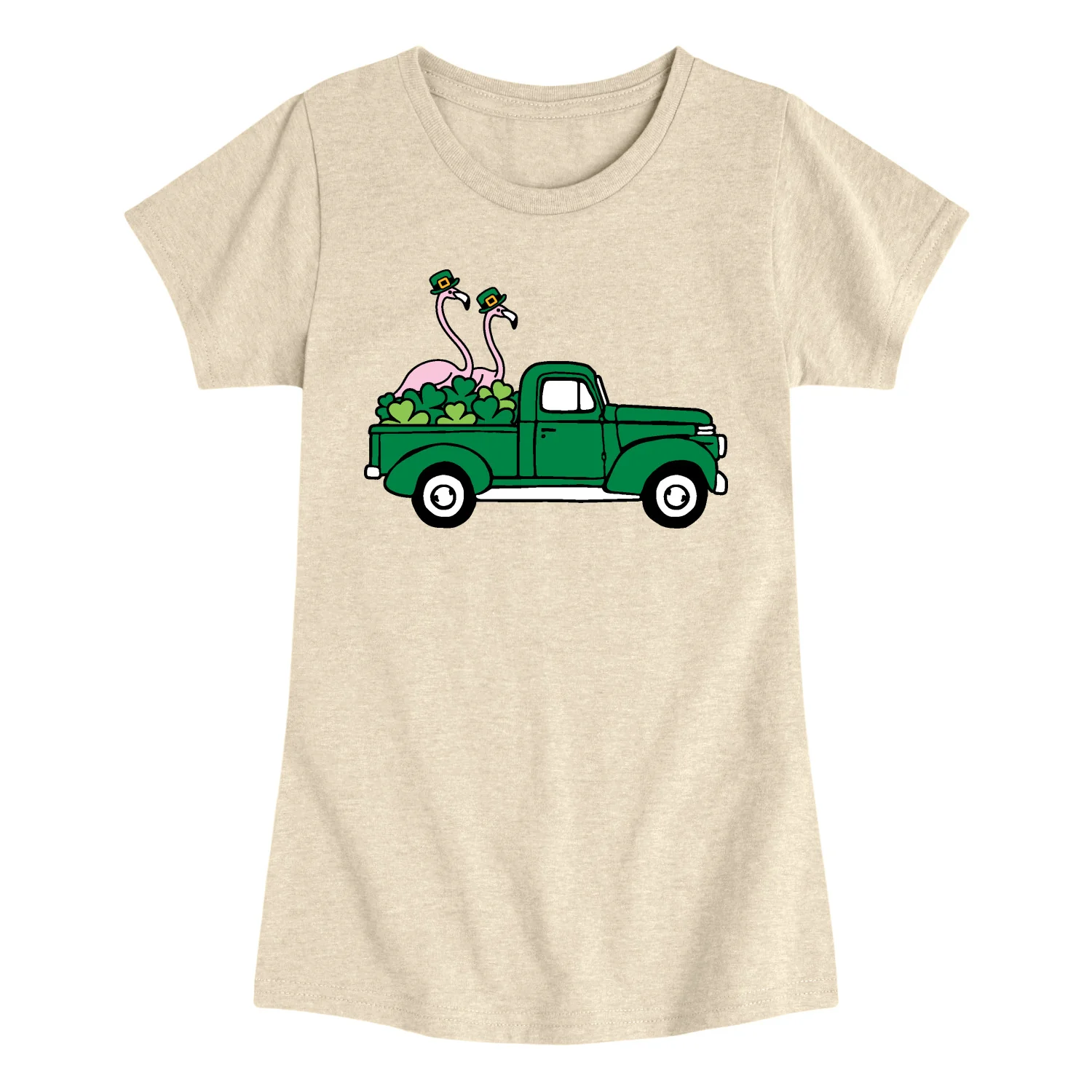 Instant Message - St. Paddy's Flamingo Truck - Youth Girls Fitted Short Sleeve T-Shirt - Image 2