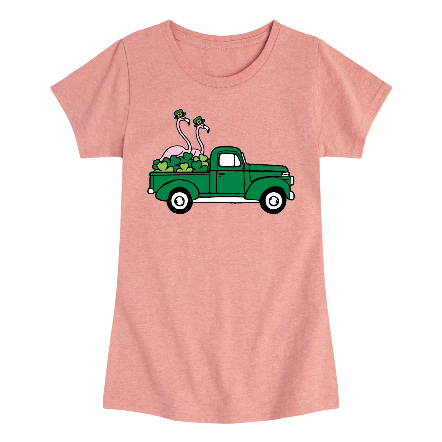 Instant Message - St. Paddy's Flamingo Truck - Youth Girls Fitted Short Sleeve T-Shirt - Image 3