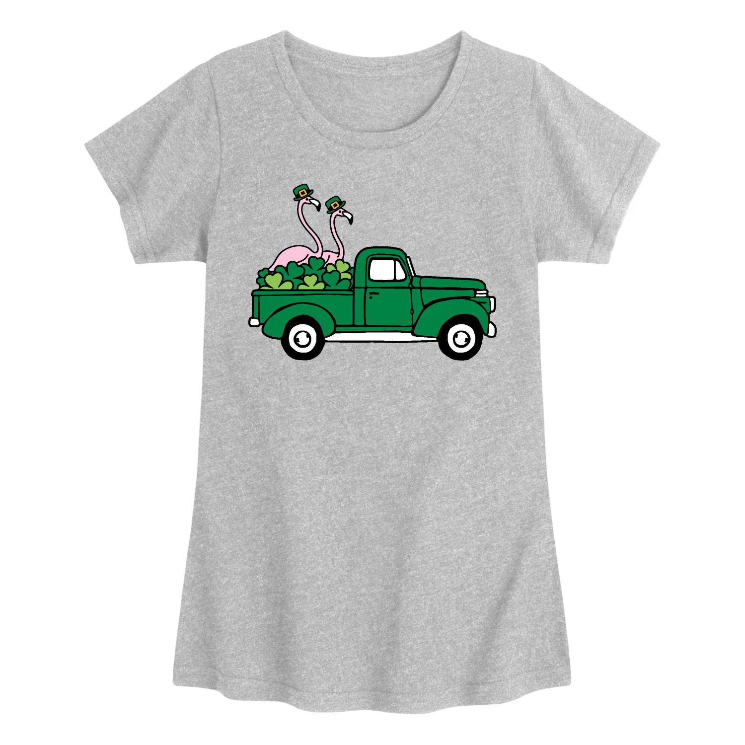 Instant Message - St. Paddy's Flamingo Truck - Youth Girls Fitted Short Sleeve T-Shirt - Image 4