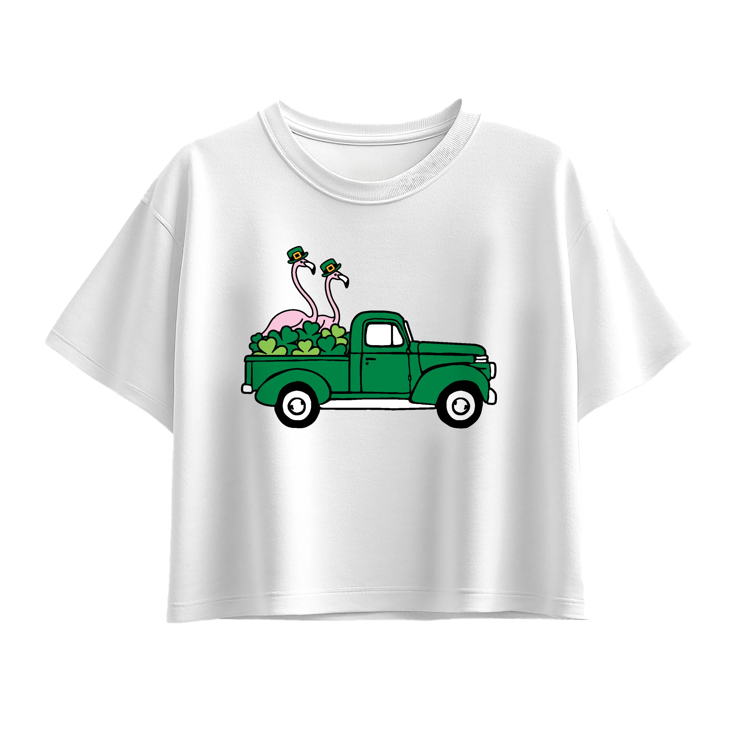Instant Message - St. Paddy's Flamingo Truck - Youth Girls Boxy T-Shirt