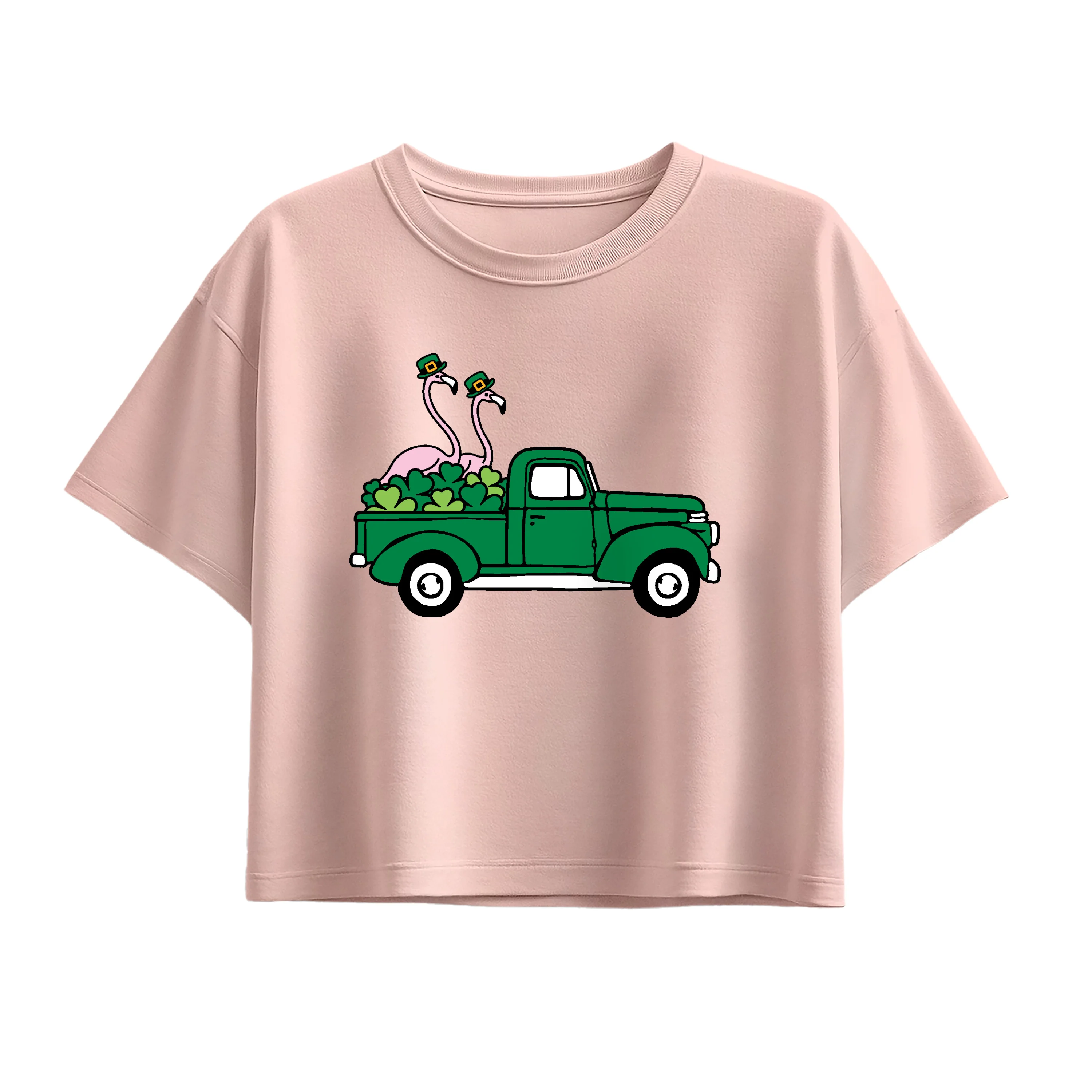 Instant Message - St. Paddy's Flamingo Truck - Youth Girls Boxy T-Shirt - Image 5