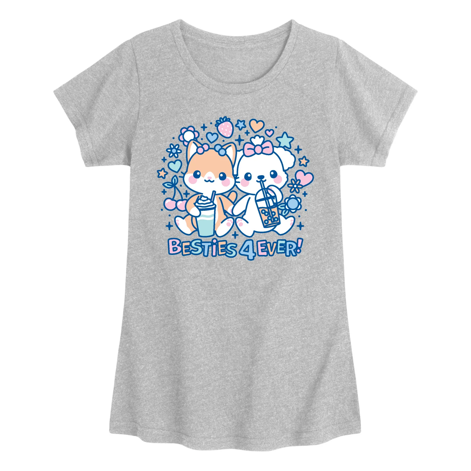 Instant Message - Besties 4 Ever - Youth Girls Fitted Short Sleeve T-Shirt - Image 3