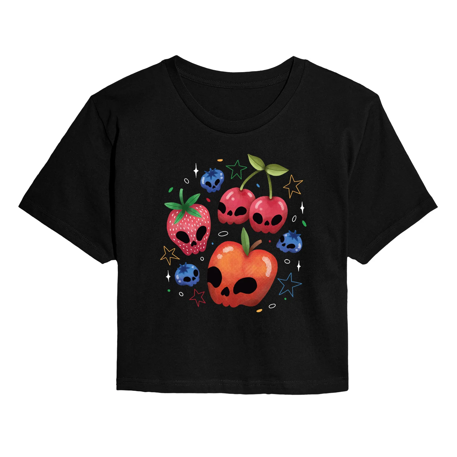 Instant Message - Jack-O-Lantern Fruit - Juniors Cropped Graphic T-Shirt