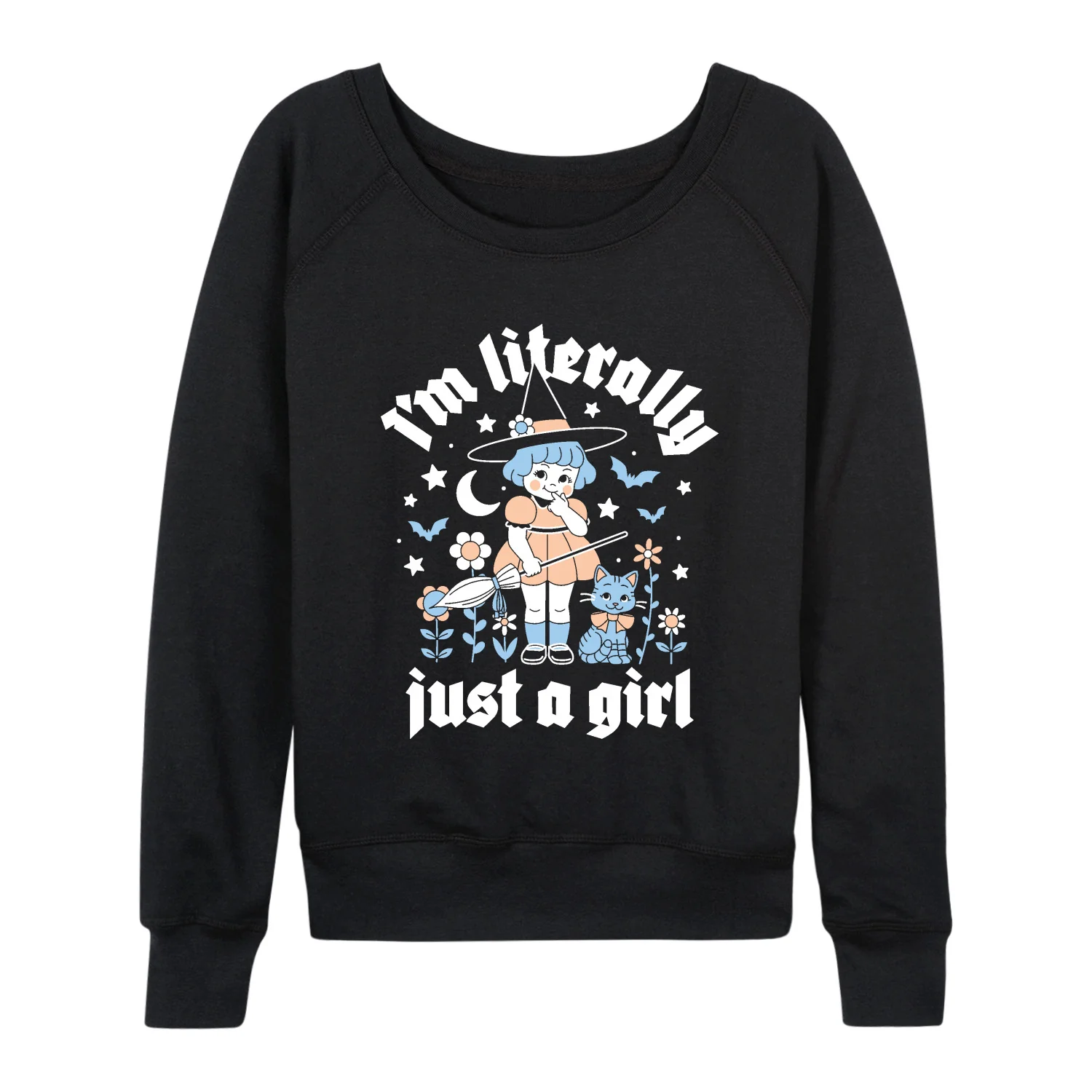 Instant Message - Just a Girl Witch - Women's French Terry Long Sleeve Pullover - Image 2