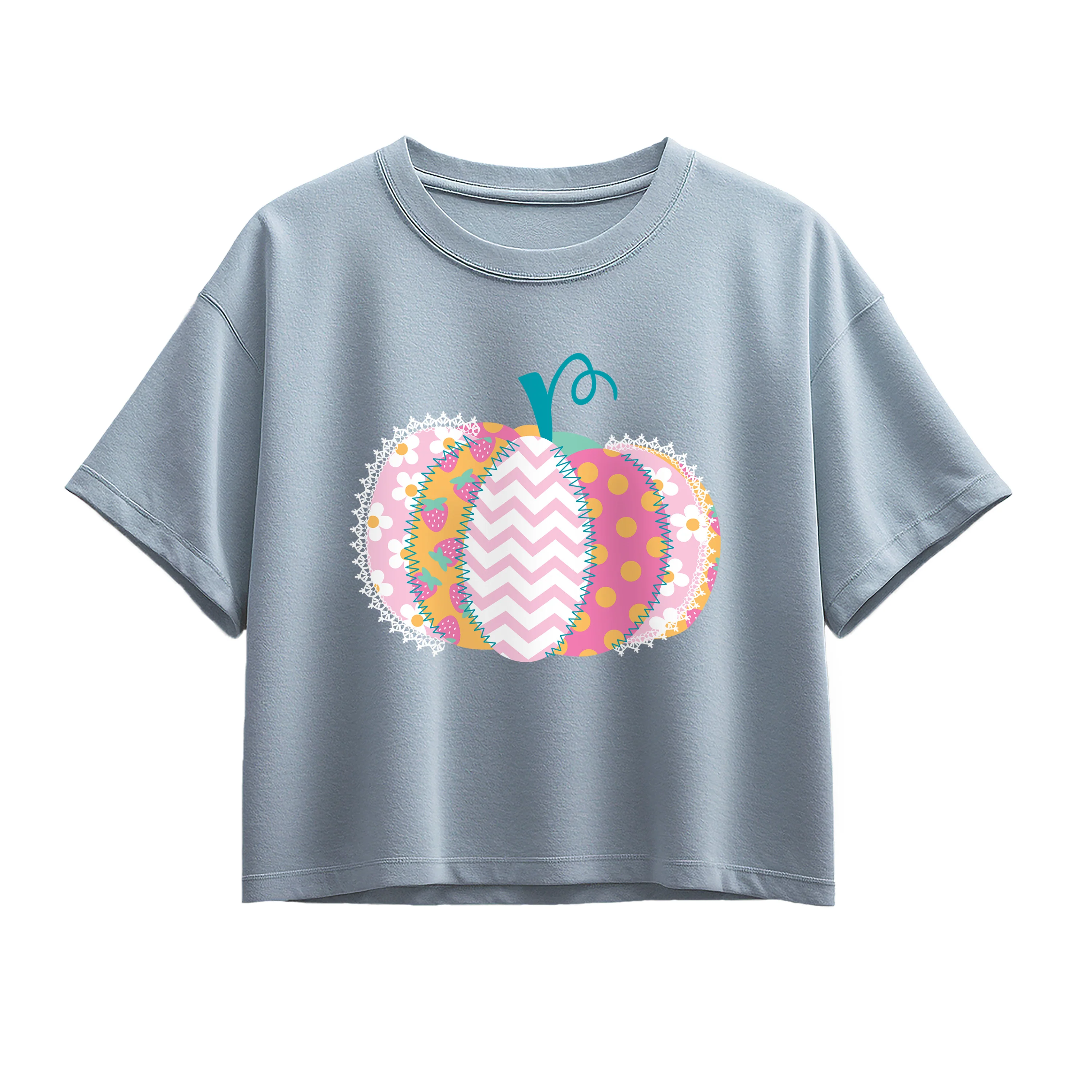 Instant Message - Patchwork Pumpkin - Youth Girls Boxy T-Shirt