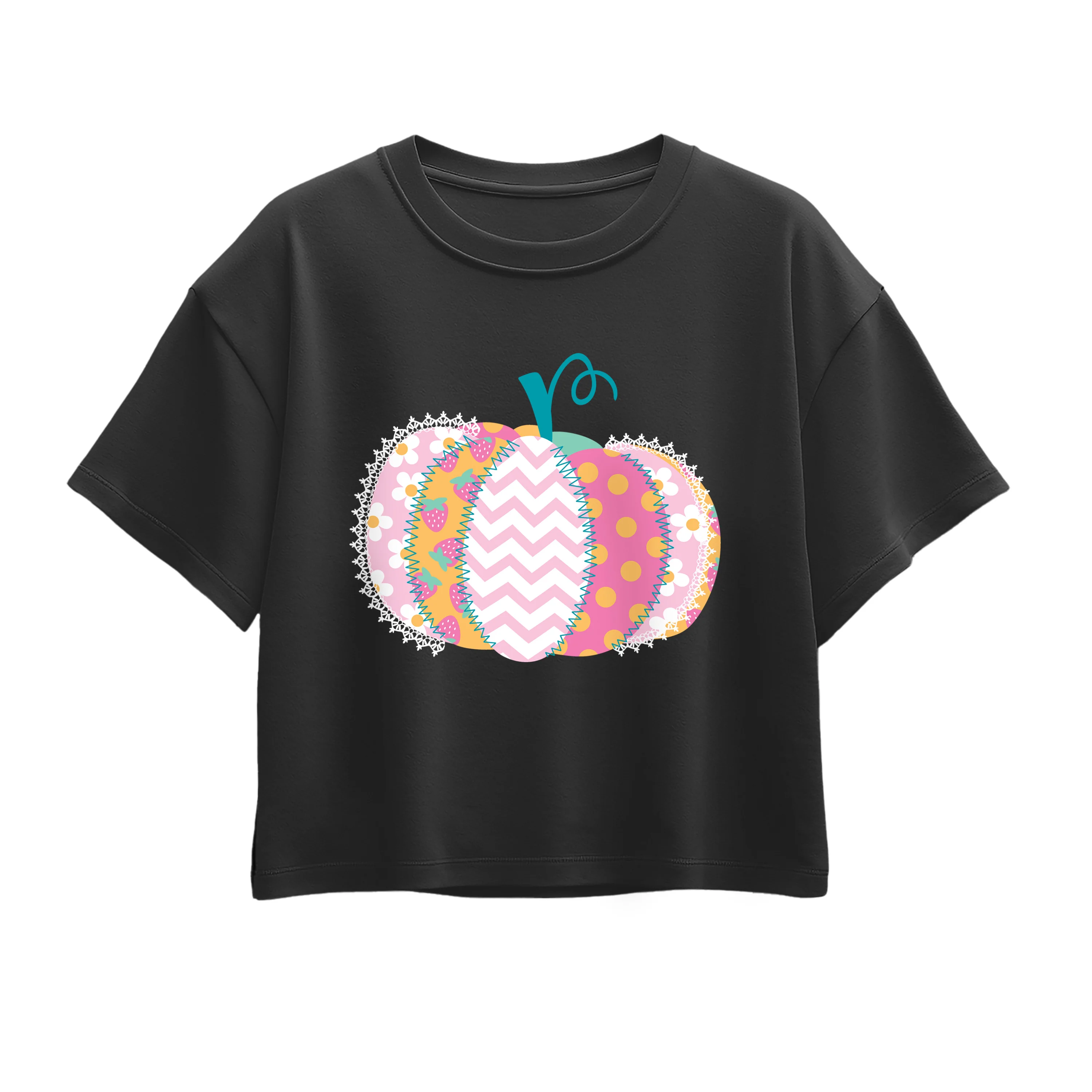 Instant Message - Patchwork Pumpkin - Youth Girls Boxy T-Shirt - Image 2