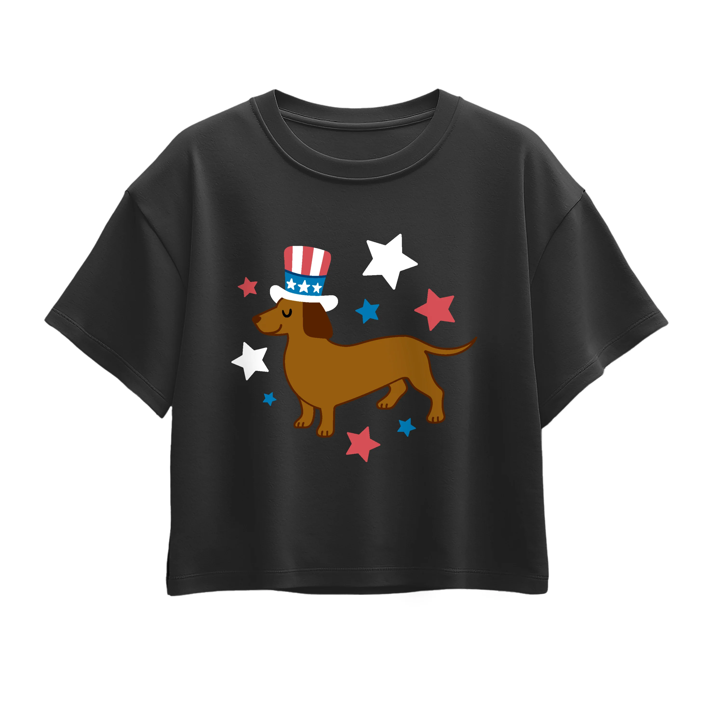 Instant Message - Patriotic Dachshund - Youth Girls Boxy T-Shirt - Image 2