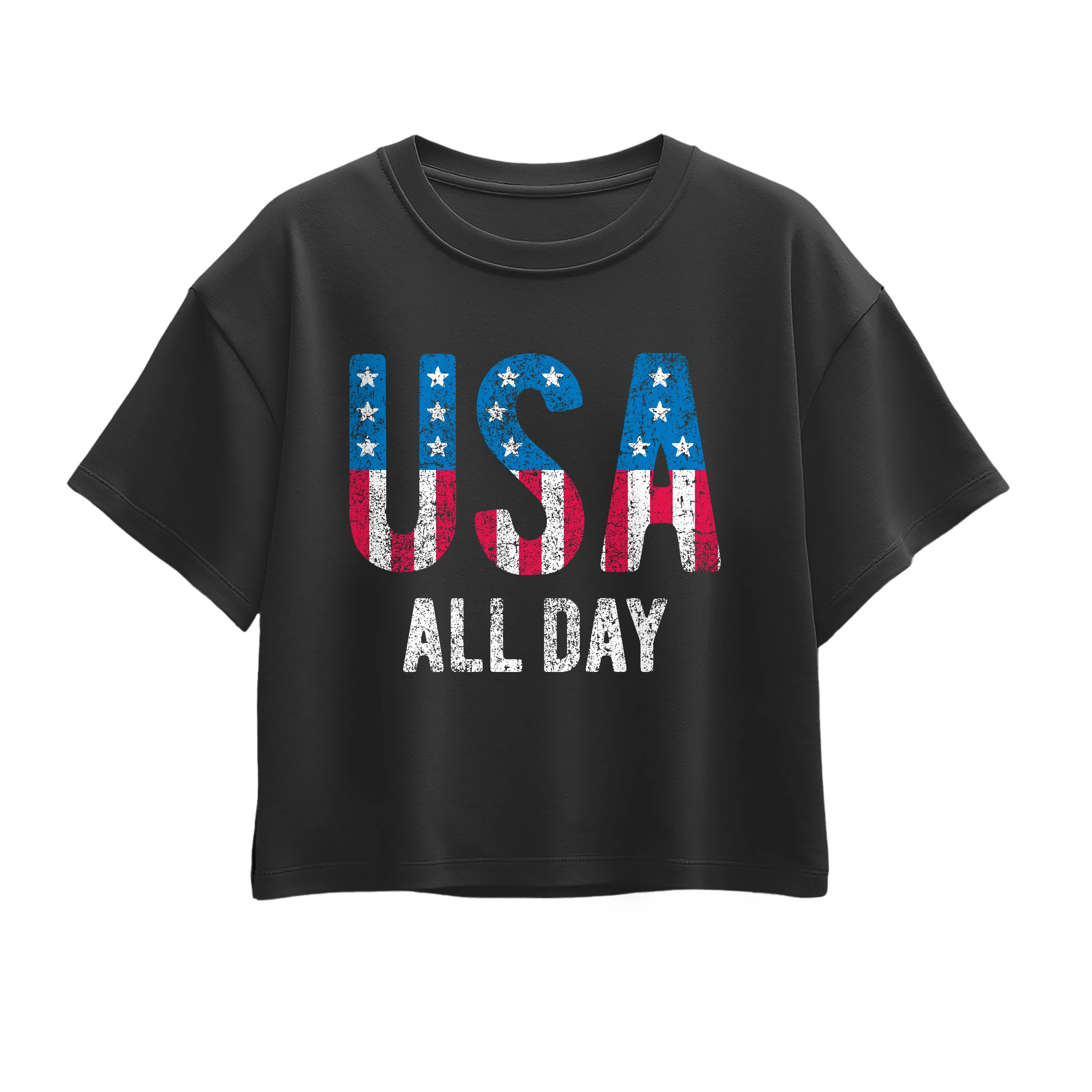 Instant Message - USA All Day Flag Fill - Youth Girls Boxy T-Shirt - Image 2