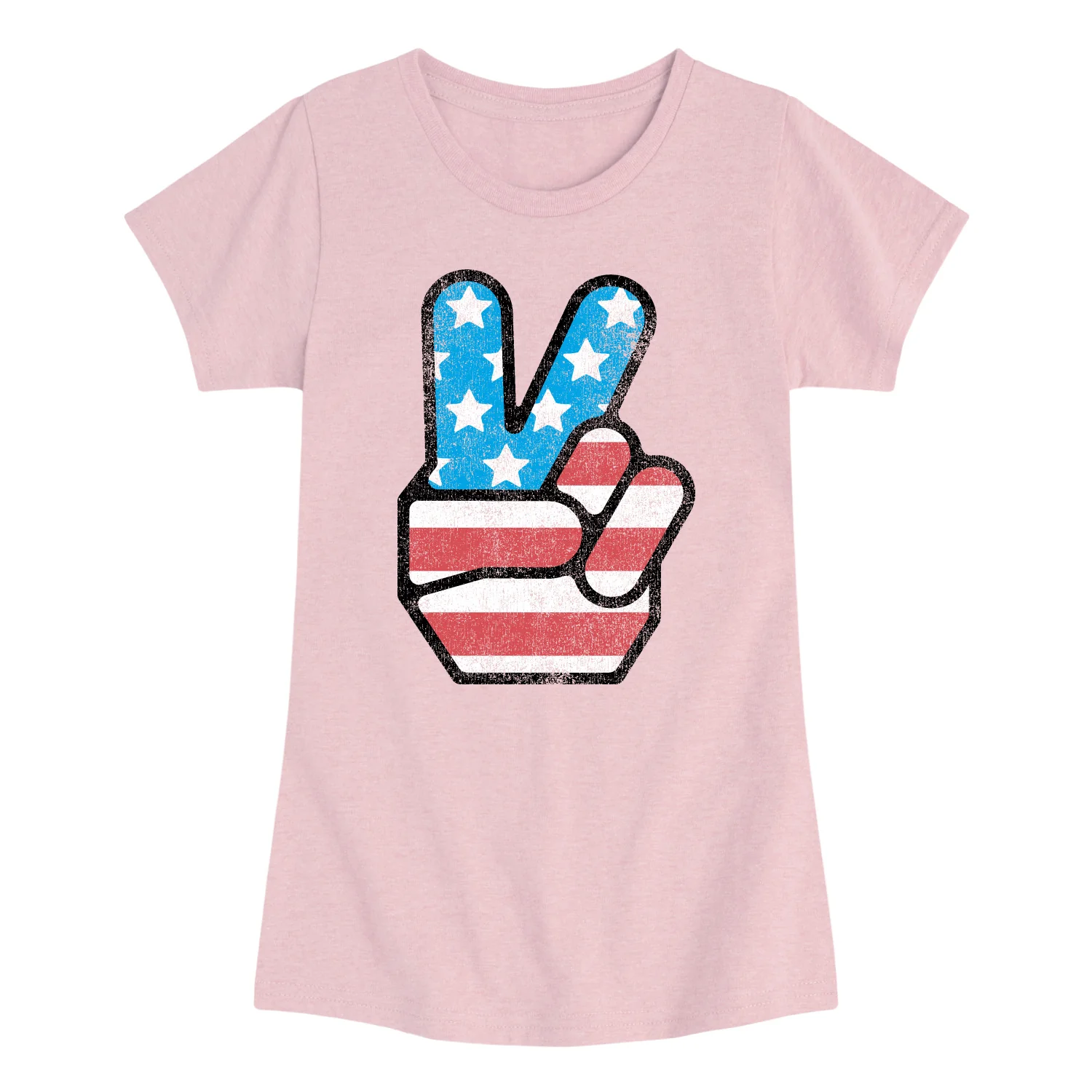 Instant Message - USA Flag Peace - Youth Girls Fitted Short Sleeve T-Shirt - Image 4