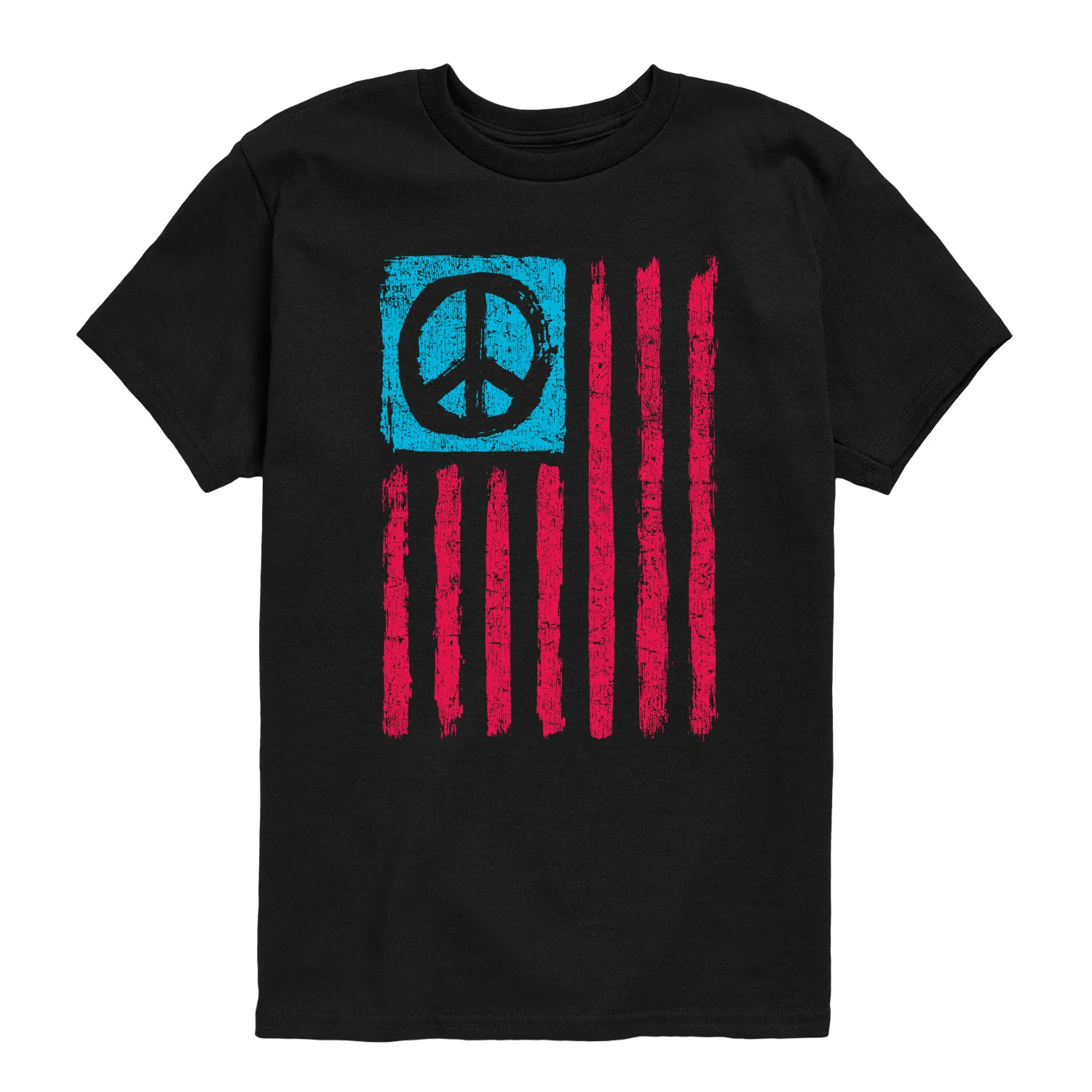 Instant Message - USA Flag Peace Sign - Youth Boys Short Sleeve Graphic T-Shirt - Image 2