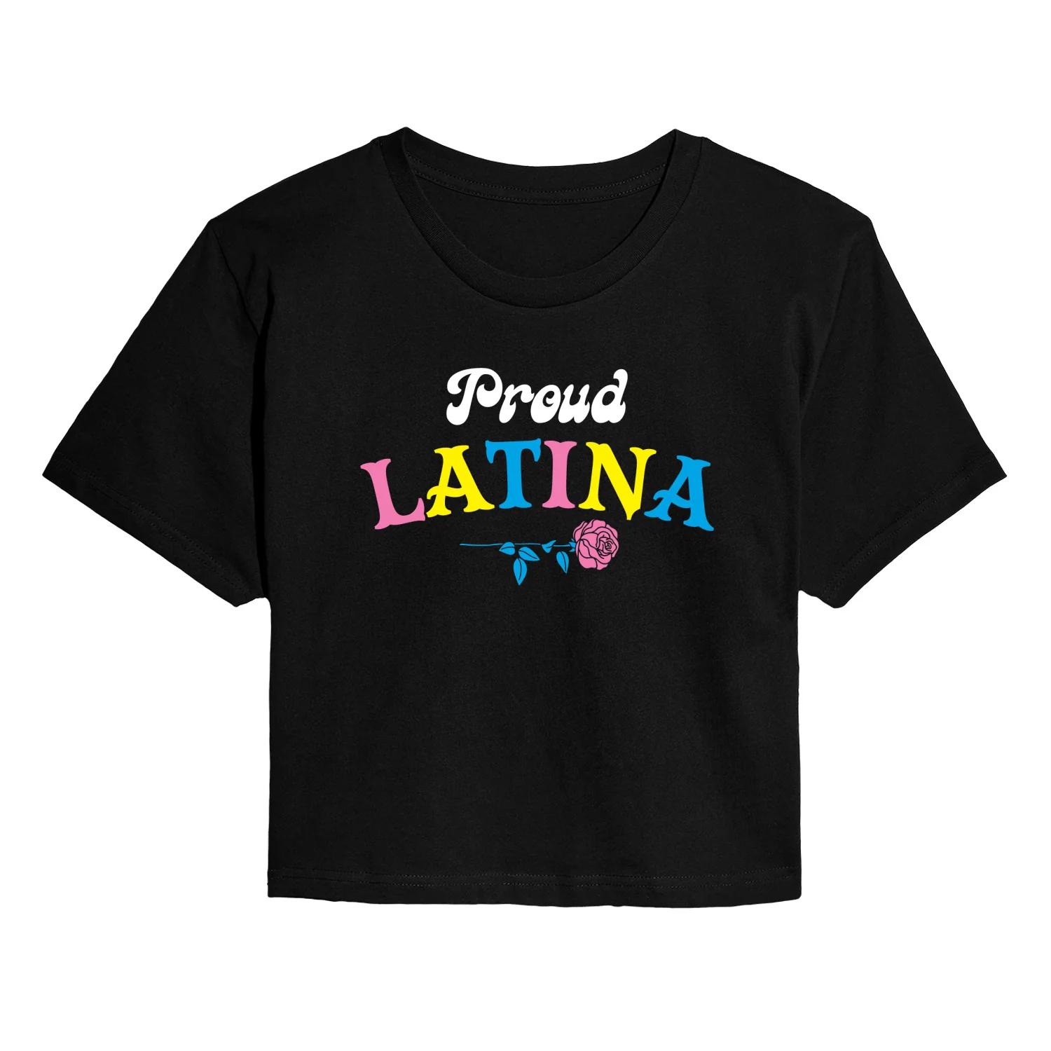Instant Message - Proud Latina - Juniors Cropped Graphic T-Shirt