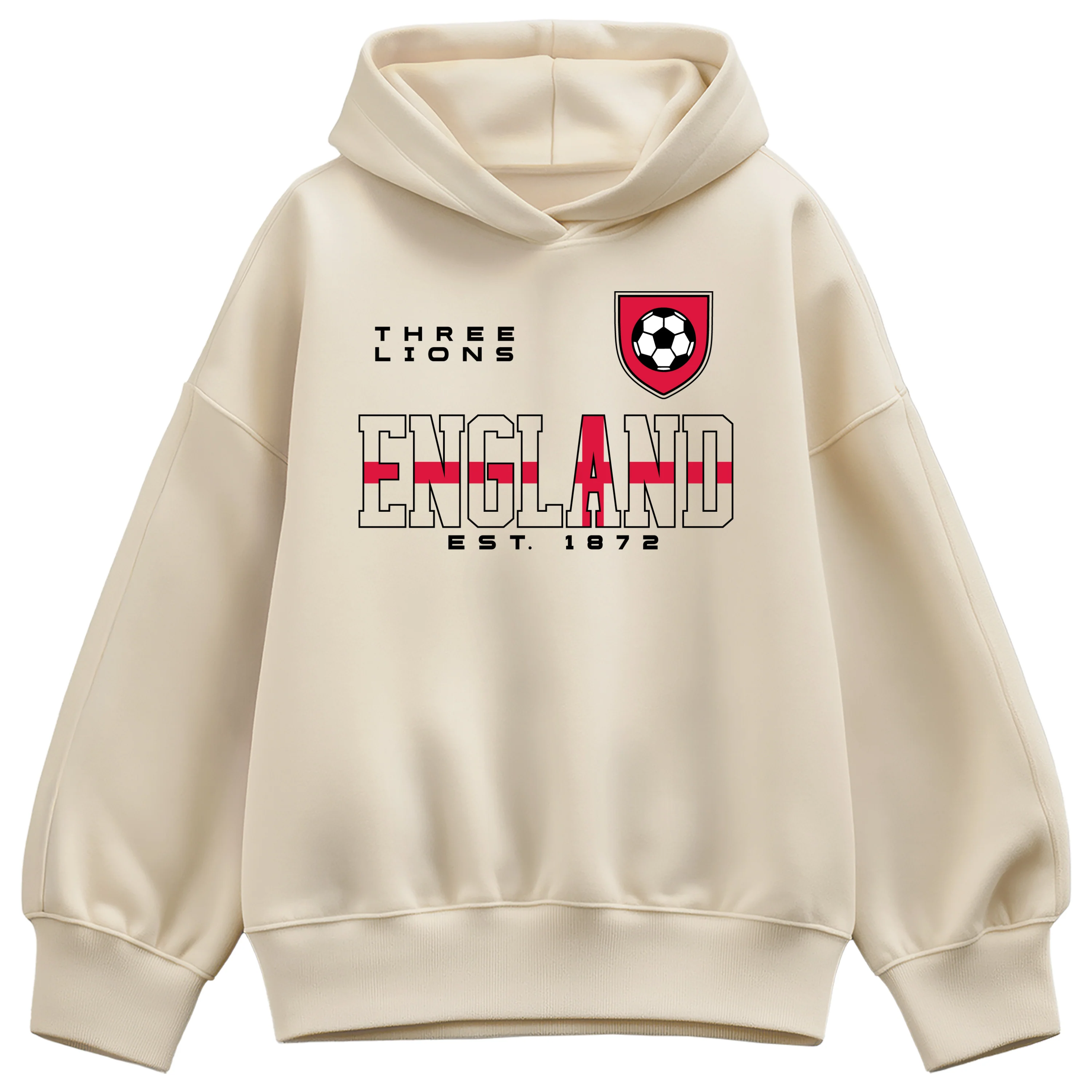 Instant Message - England Soccer Jersey - Women's Oversized Fleece Hoodie Sweatshirt