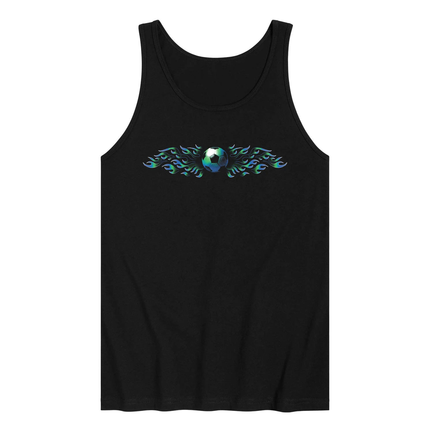 Instant Message - Soccer Flames Green - Men's Sleeveless Graphic Tank