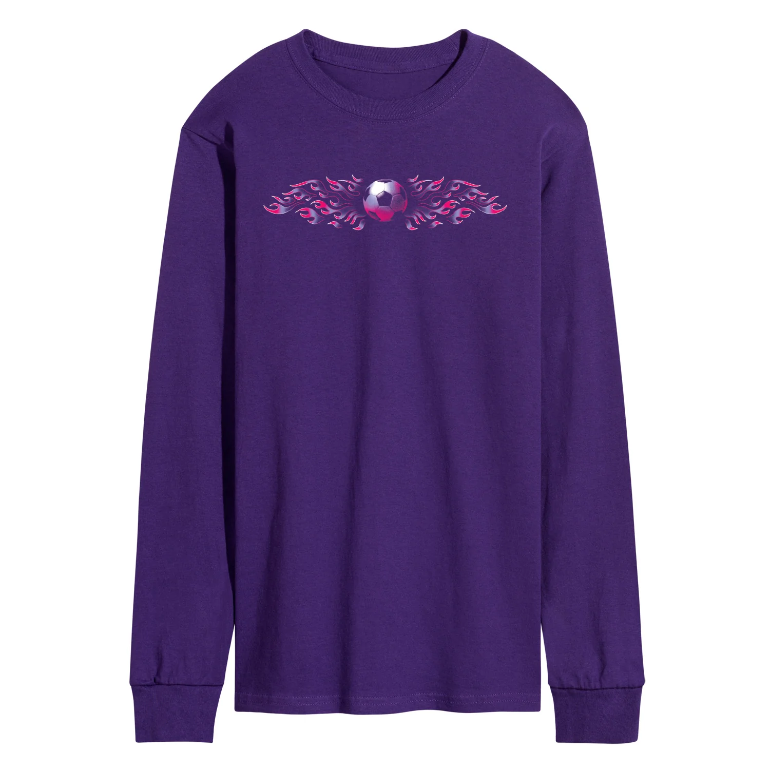 Instant Message - Soccer Flames Pink - Men's Long Sleeve Graphic T-Shirt - Image 2