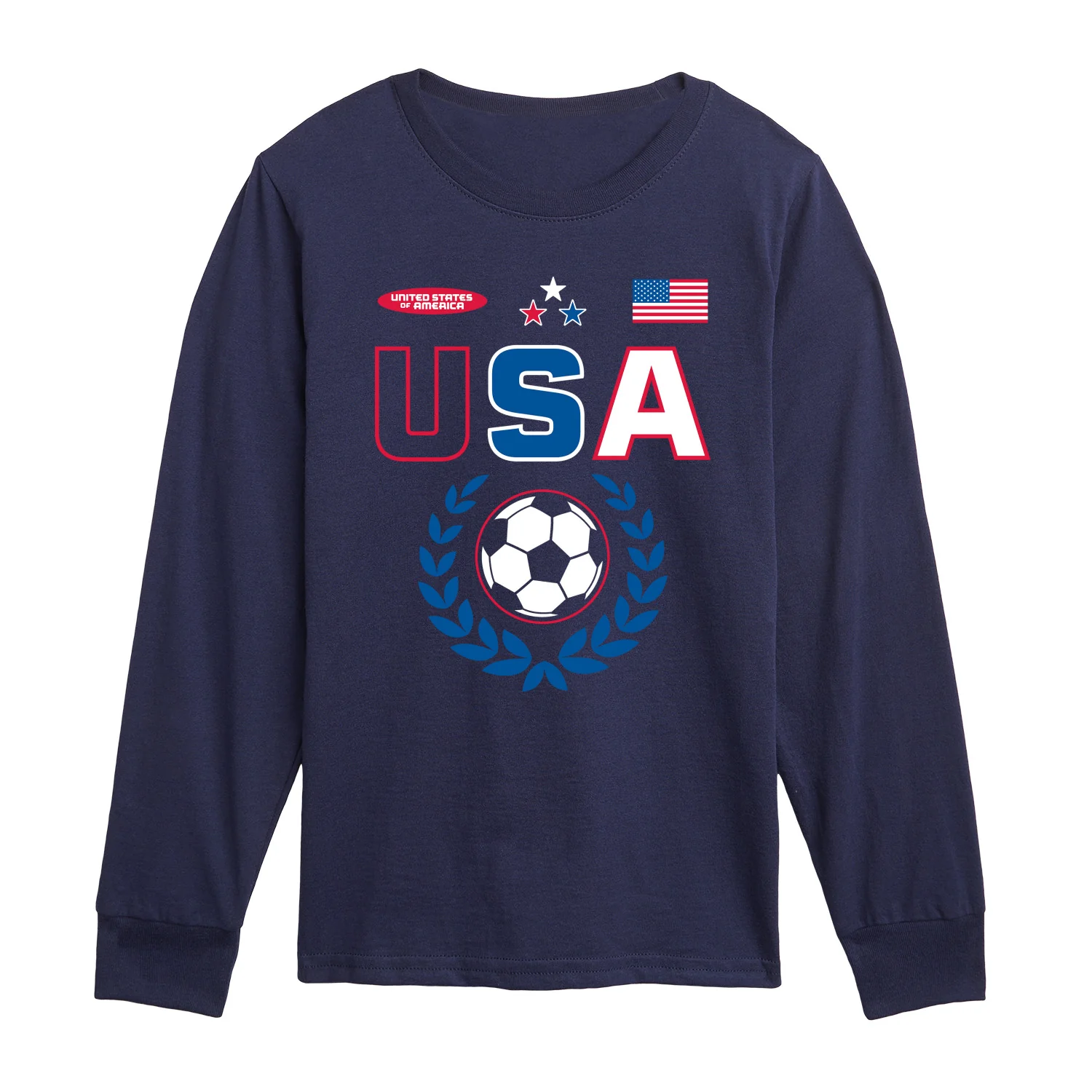 Instant Message - USA Soccer Jersey - Youth Boys Long Sleeve Graphic T-Shirt - Image 2