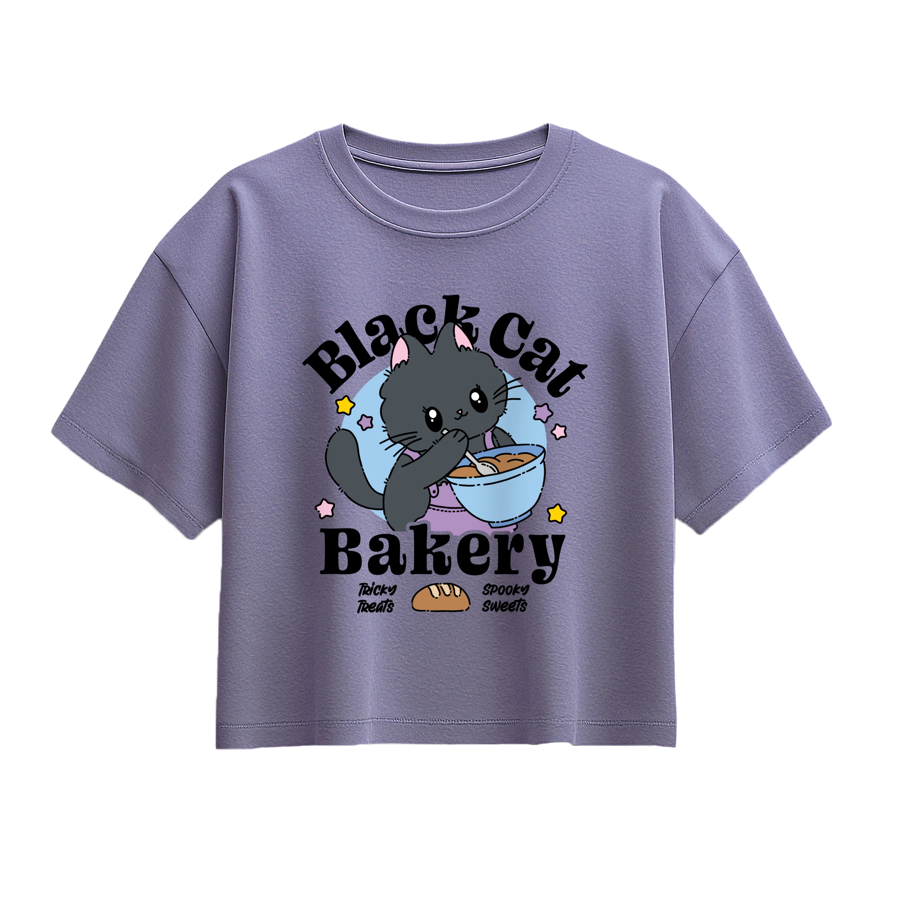 Instant Message - Black Cat Bakery - Youth Girls Boxy T-Shirt - Image 3